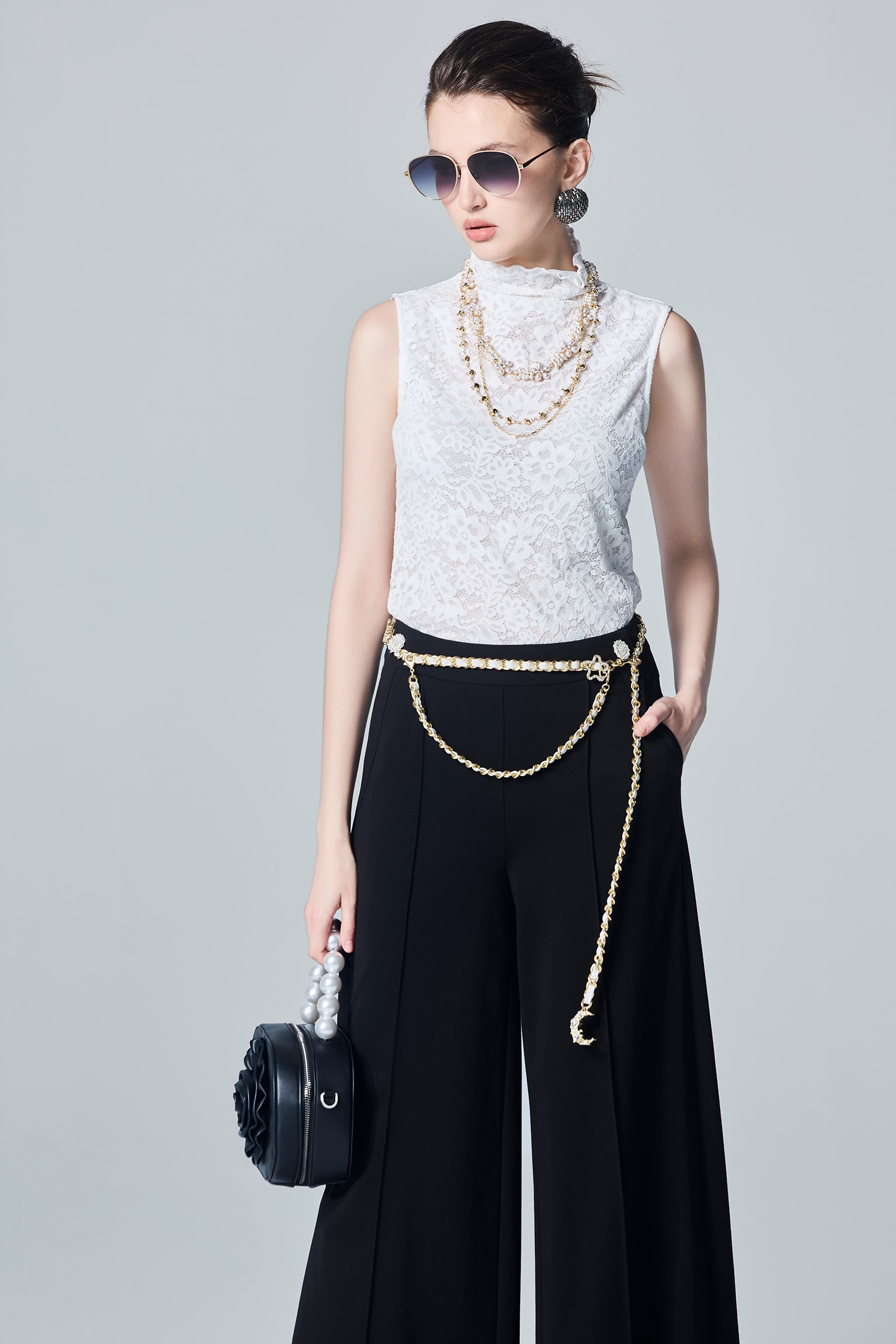 Full Lace Stand Collar VestFull Lace Stand Collar Vest,sleeveless tops,Trends,White tops,Season (AW) Look,sleeveless tops,Lace,Black tops