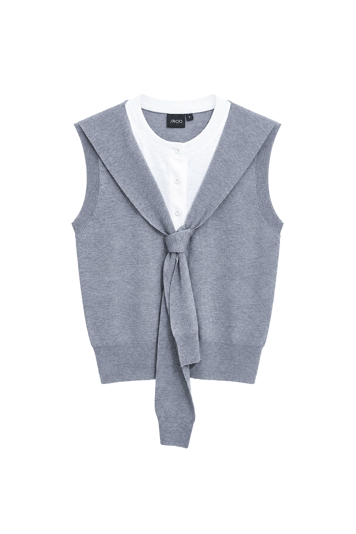 Sailor Collar Grey Knit VestSailor Collar Grey Knit Vest,sleeveless tops,Season (AW) Look,sleeveless tops,Knitted,Knitted tops
