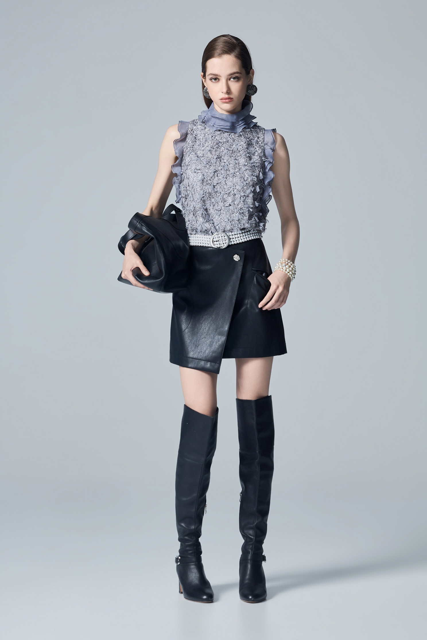 Organza Ruffle Mesh Texture VestOrganza Ruffle Mesh Texture Vest,T-shirts,sleeveless tops,Tops,Season (AW) Look,sleeveless tops,Lace tops,Knitted