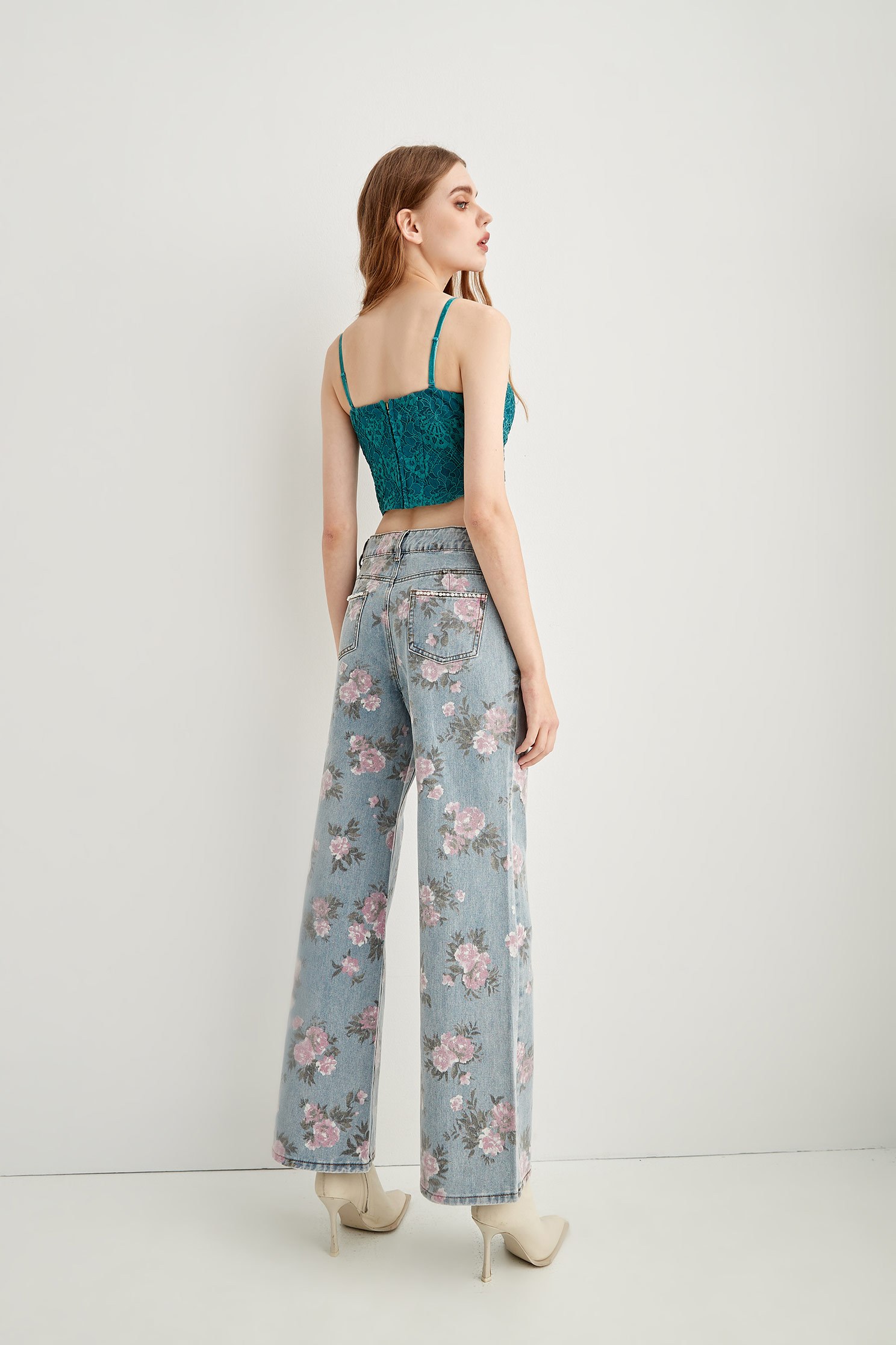 Teal Green Lace Corset Crop Tank TopVintage lace corset,Season (AW) Look,Thin straps,sleeveless tops,Lace