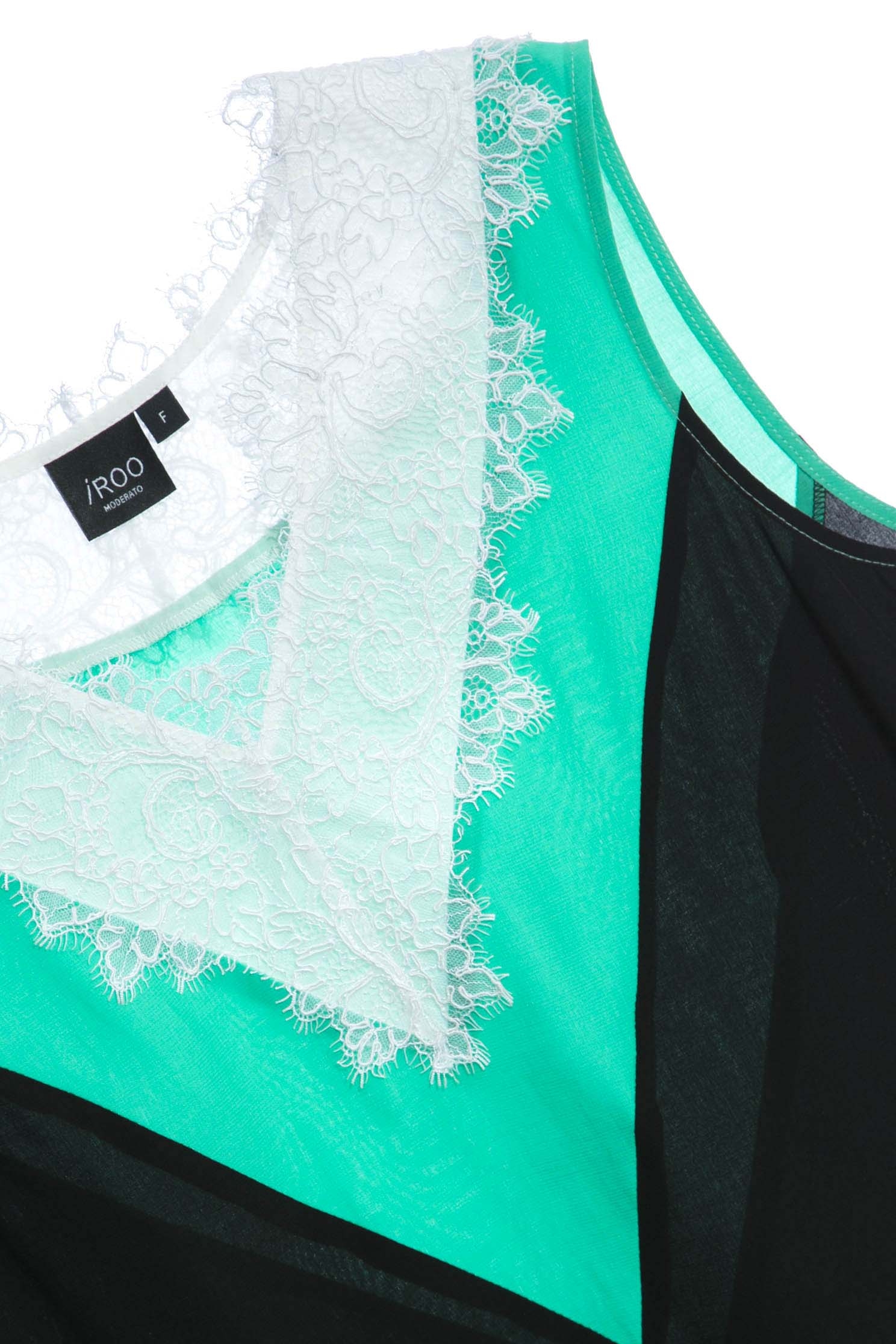 Colour Block Lace Detail VestOlive leaf color lace sleeveless top,sleeveless tops,Tops,Season (SS) Look,sleeveless tops,Lace,Lace tops