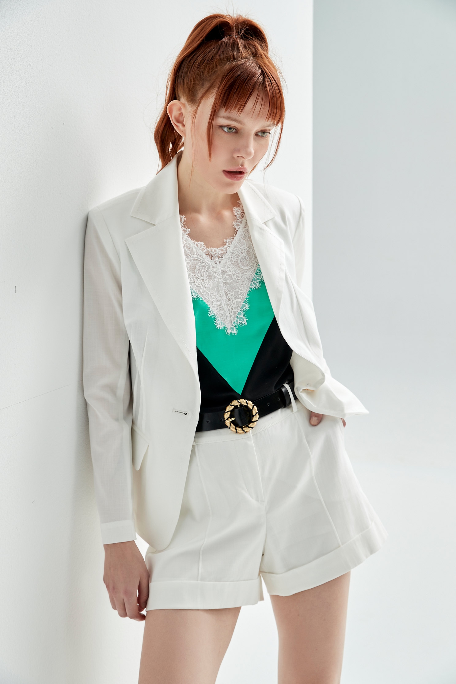 Colour Block Lace Detail VestOlive leaf color lace sleeveless top,sleeveless tops,Tops,Season (SS) Look,sleeveless tops,Lace,Lace tops