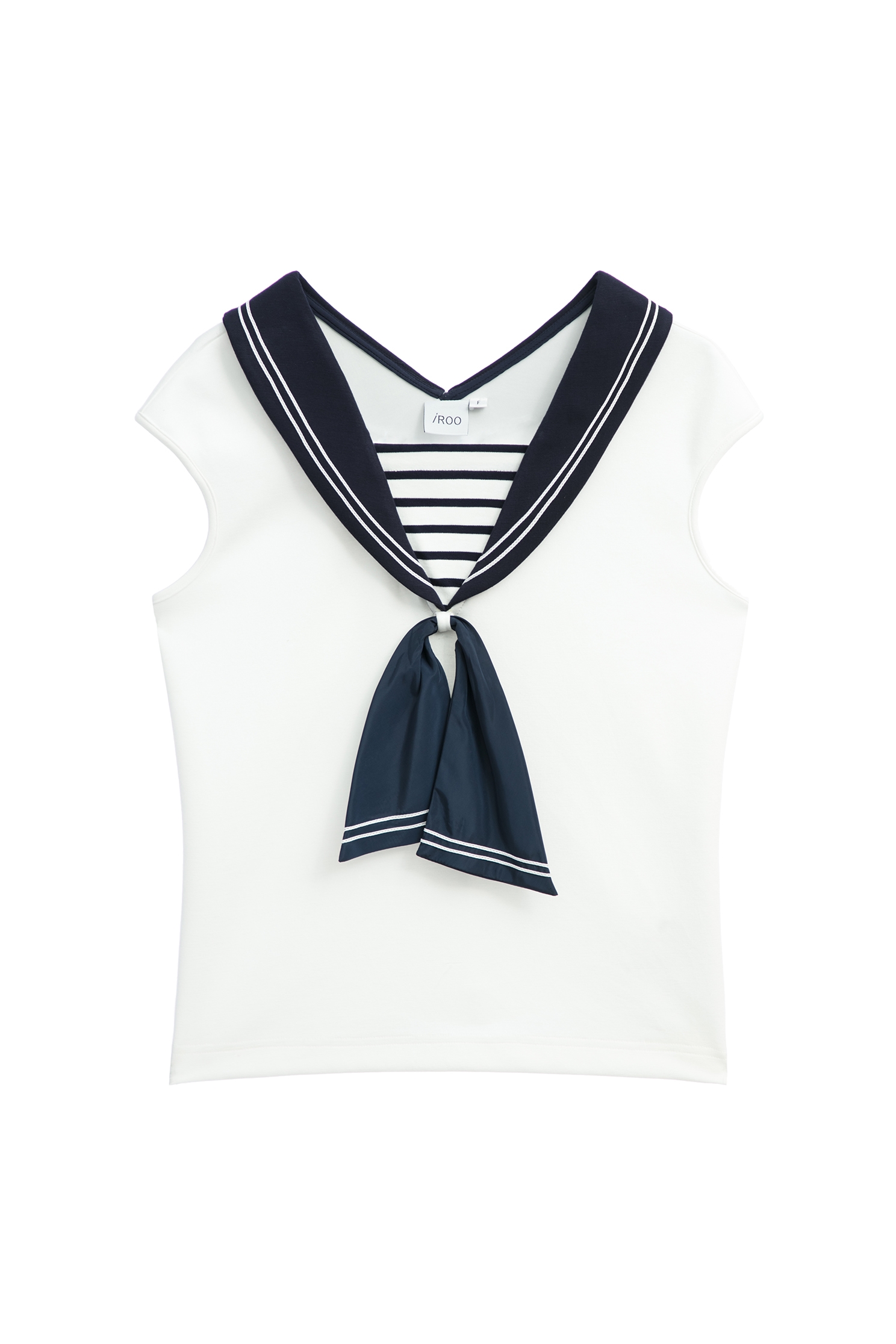 Contrast Sailor Collar Cap Sleeve TopContrast Sailor Collar Cap Sleeve Top,V-Neck T shirts,sleeveless tops,Tops,Season (SS) Look,Stripe