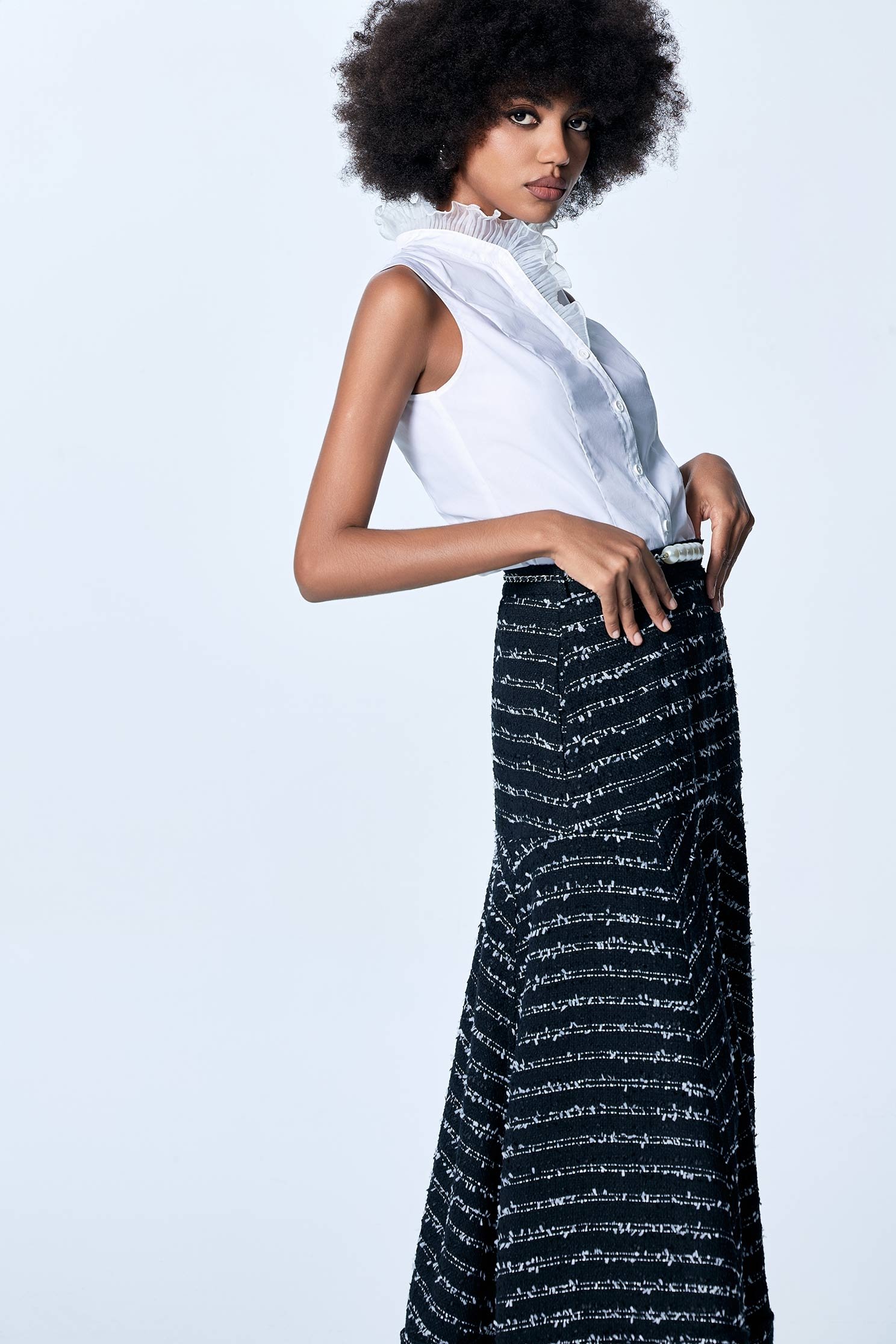 Organza Ruffle Detail VestOrganza Ruffle Detail Vest,sleeveless tops,Season (SS) Look,Blouses