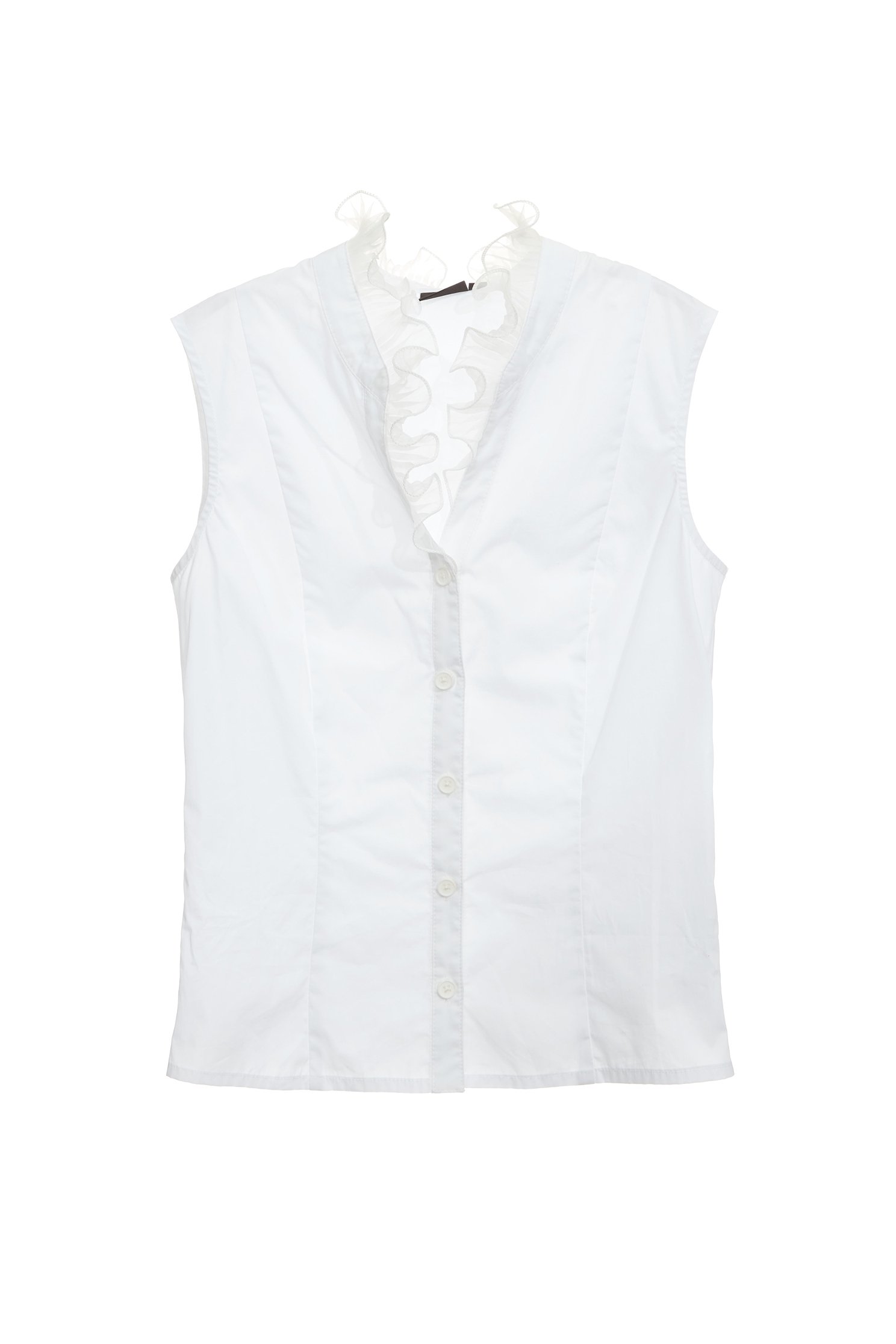 Organza Ruffle Detail VestOrganza Ruffle Detail Vest,sleeveless tops,Season (SS) Look,Blouses