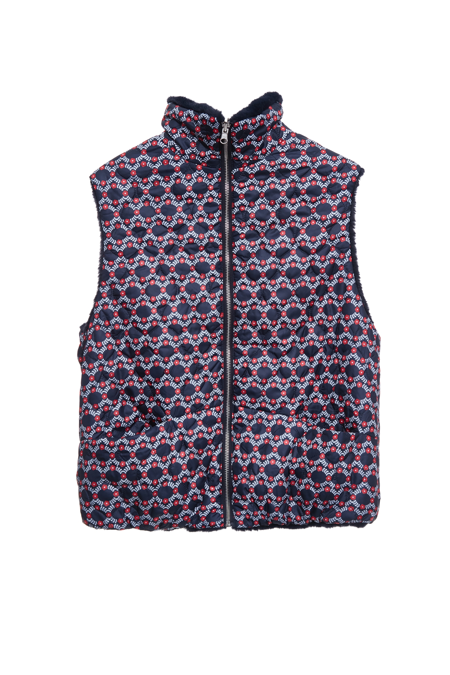 Two-way Navy Faux Fur VestTwo-way Navy Faux Fur Vest,sleeveless tops,Office Looks,Outerwear,sleeveless tops,Season (AW) Look,Valentine,sleeveless tops