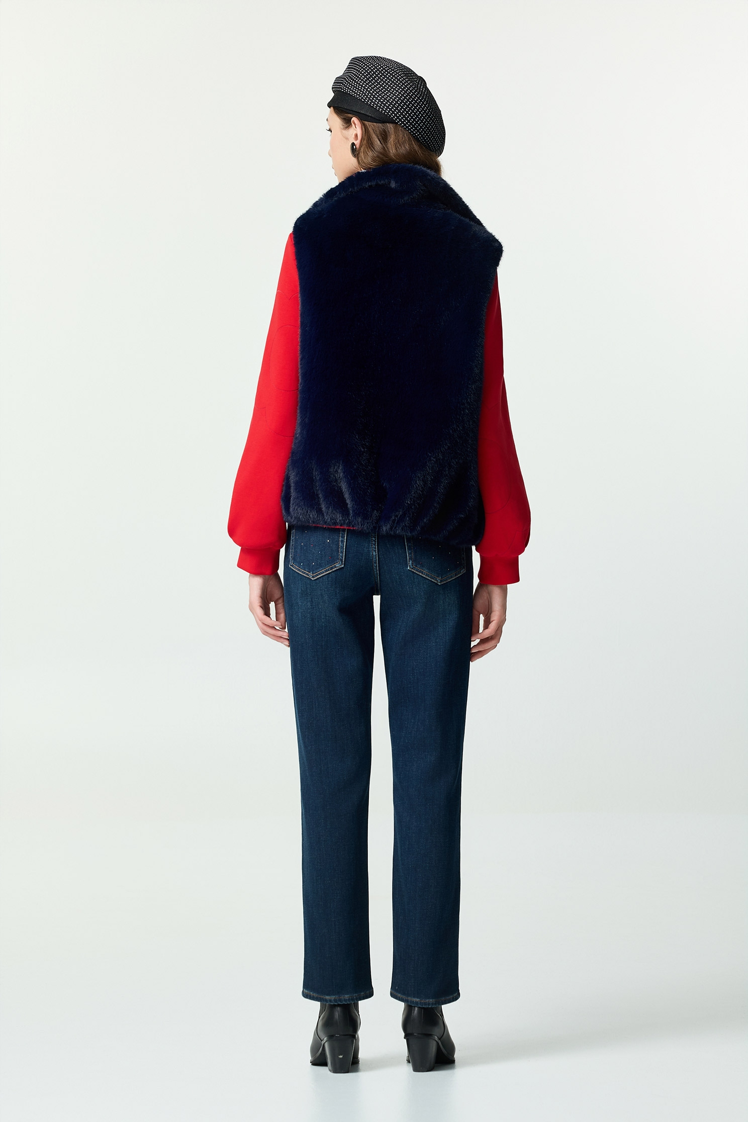 Two-way Navy Faux Fur VestTwo-way Navy Faux Fur Vest,sleeveless tops,Office Looks,Outerwear,sleeveless tops,Season (AW) Look,Valentine,sleeveless tops