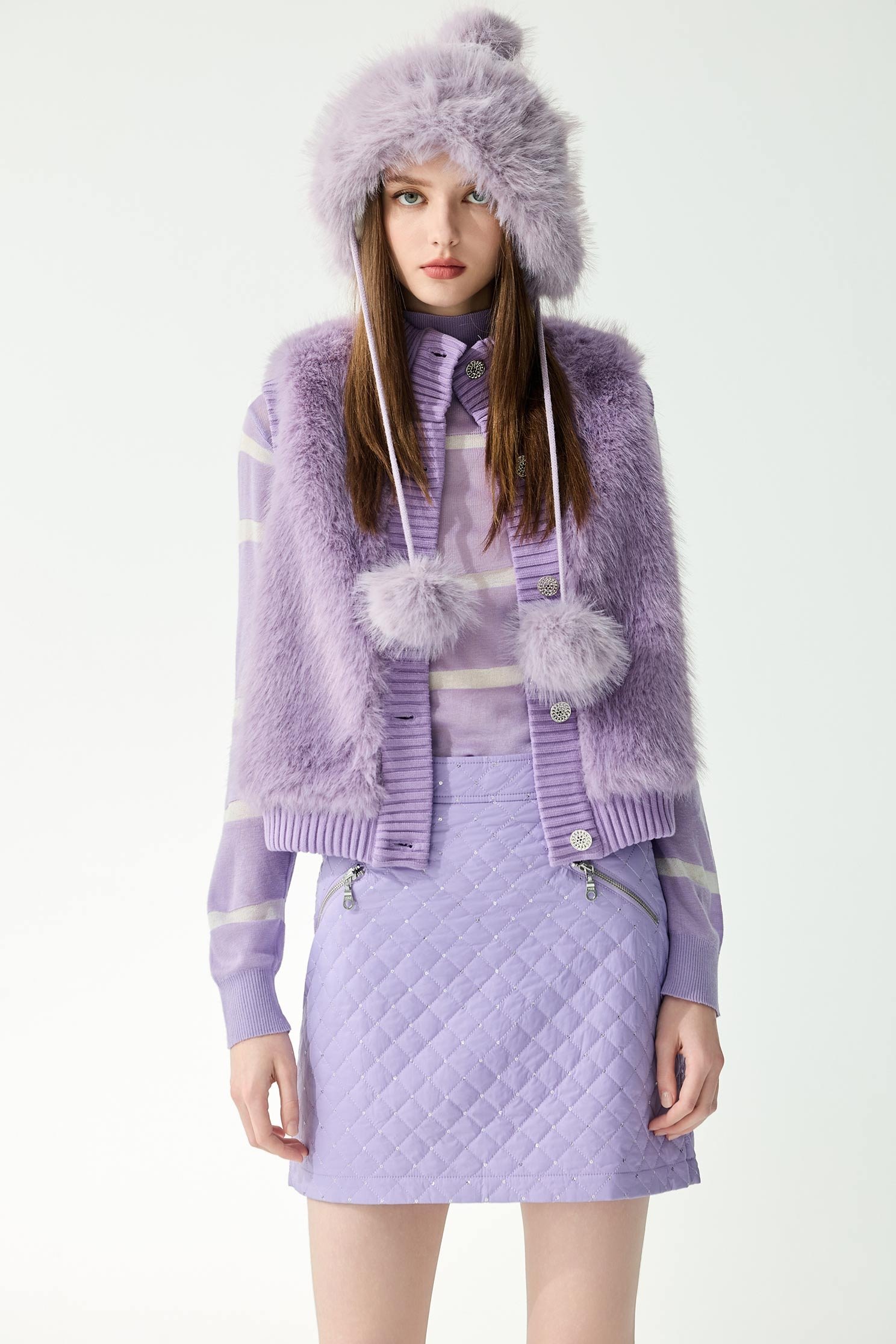 Lavender Faux Fur VestLavender Faux Fur Vest,sleeveless tops,Outerwear,sleeveless tops,Season (AW) Look,Valentine,sleeveless tops