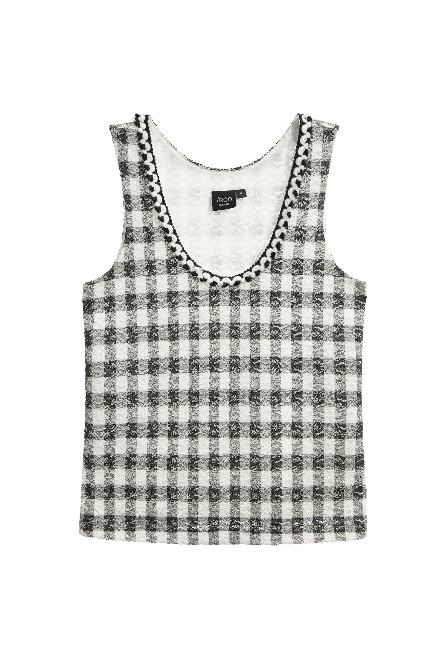 U-neckline Checkered Tank TopU-neckline Checkered Tank Top,sleeveless tops,Tops,Season (SS) Look,Plaid,sleeveless tops,Lace