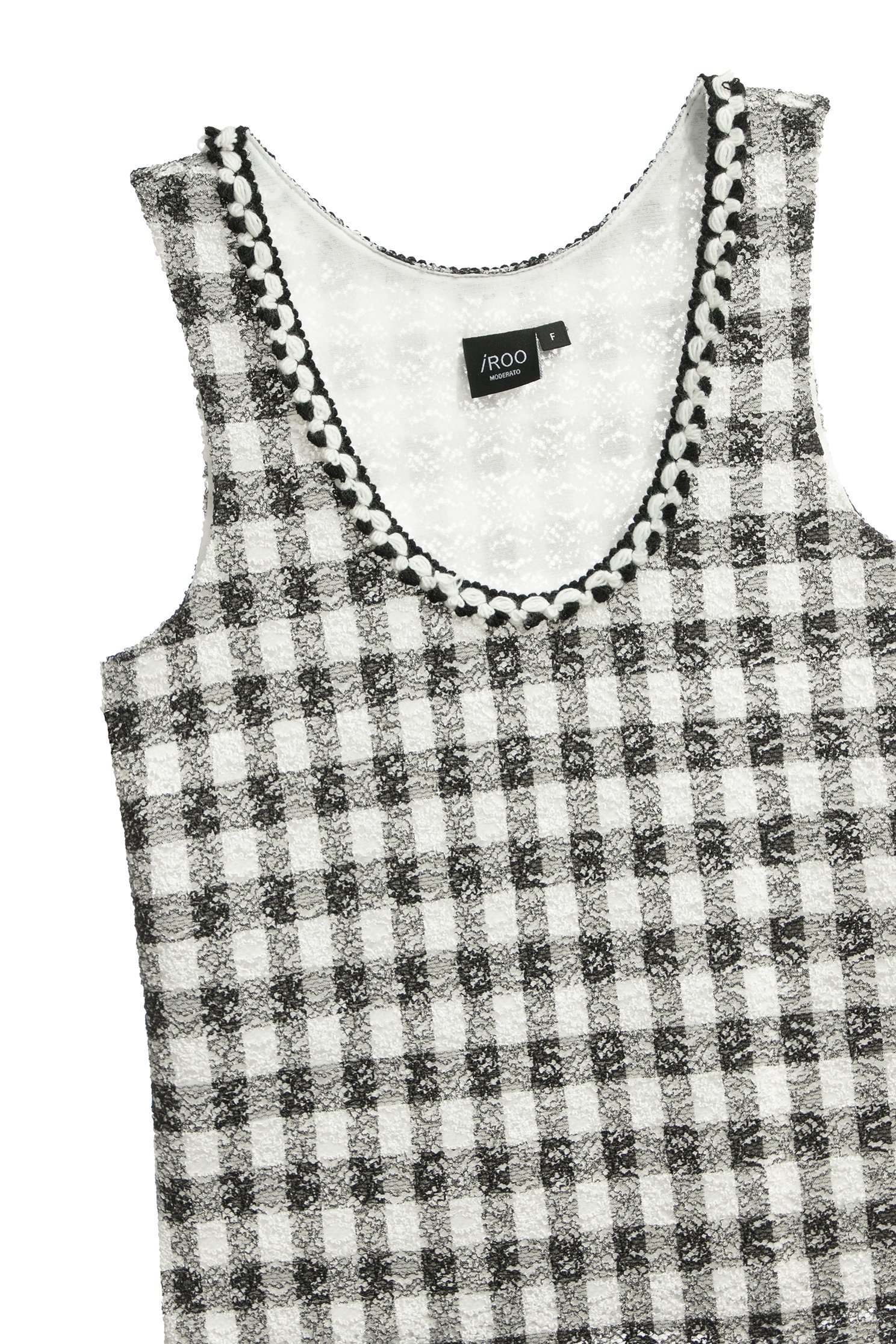 U-neckline Checkered Tank TopU-neckline Checkered Tank Top,sleeveless tops,Tops,Season (SS) Look,Plaid,sleeveless tops,Lace
