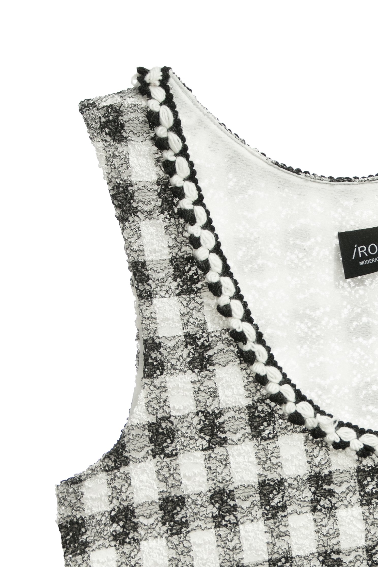 U-neckline Checkered Tank TopU-neckline Checkered Tank Top,sleeveless tops,Tops,Season (SS) Look,Plaid,sleeveless tops,Lace