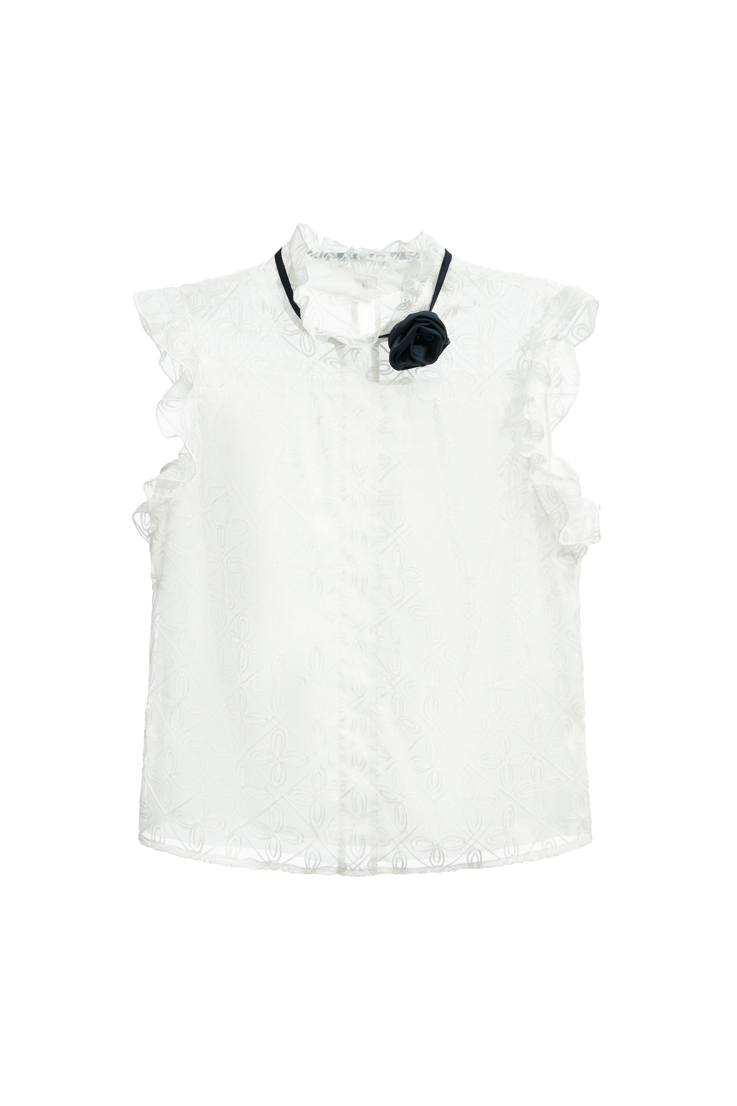 Floral Vest With Detachable Rose BowFloral Vest With Detachable Rose Bow,sleeveless tops,Tops,Embroidered,Season (SS) Look,sleeveless tops