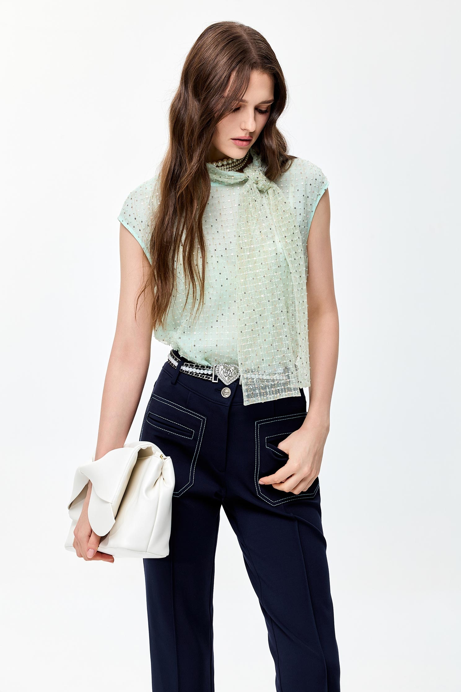 Mint Green Sequin VestMint Green Sequin Vest,sleeveless tops,Tops,Season (SS) Look,sleeveless tops,Mesh fabric,sleeveless tops