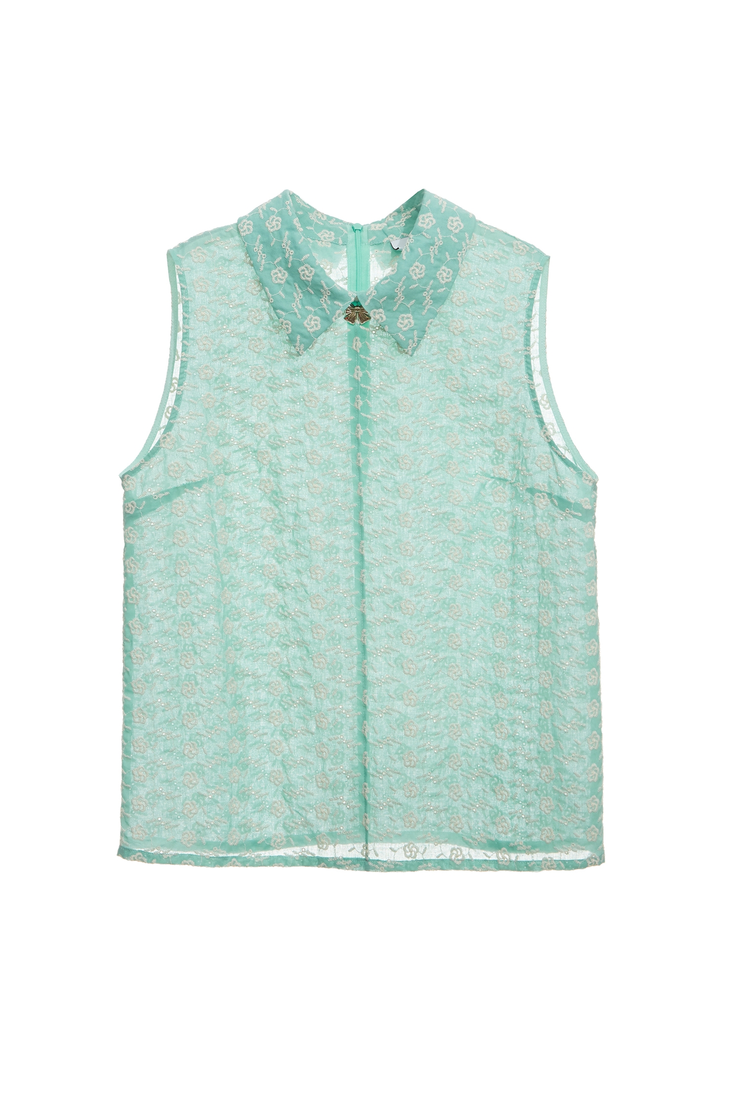 Mint Green Floral Embroidery Detail VestMint Green Floral Embroidery Detail Vest,sleeveless tops,Tops,Embroidered,Season (SS) Look,sleeveless tops,Embroidered tops,sleeveless tops