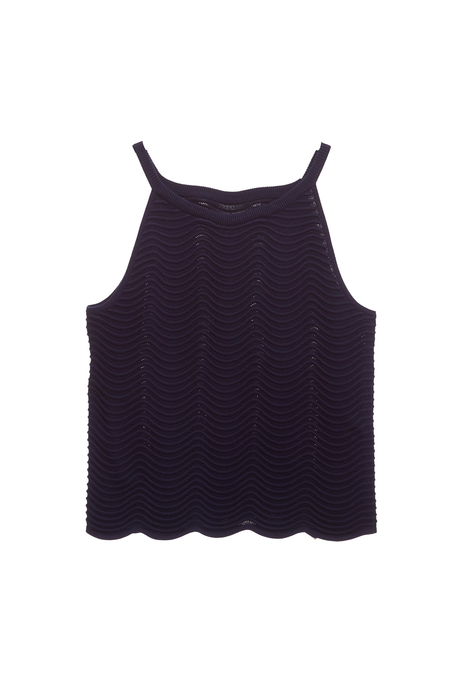 Navy Ripple Cut Knit VestNavy Ripple Cut Knit Vest,Season (SS) Look,sleeveless tops,Knitted,Knitted tops
