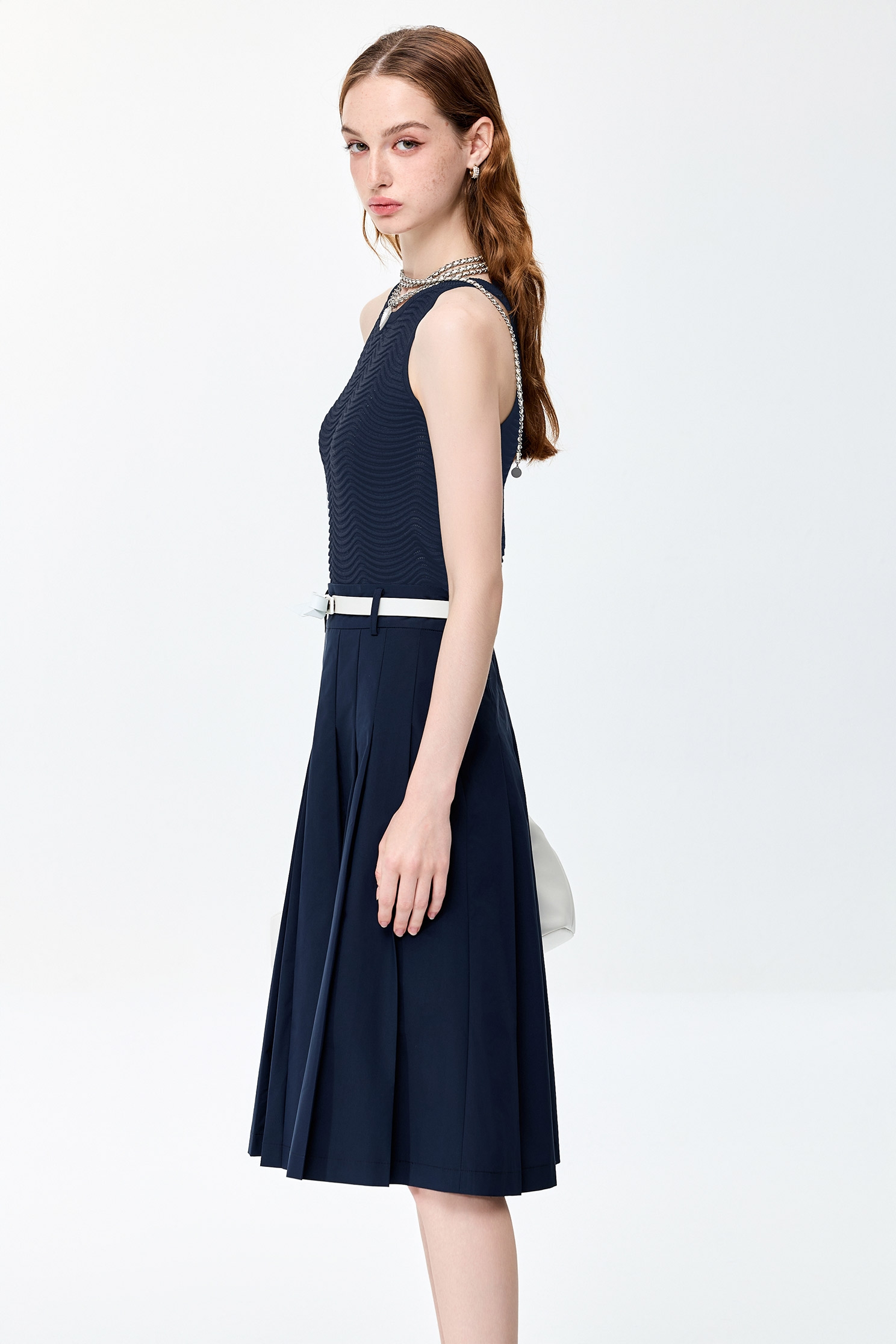 Navy Ripple Cut Knit VestNavy Ripple Cut Knit Vest,Season (SS) Look,sleeveless tops,Knitted,Knitted tops