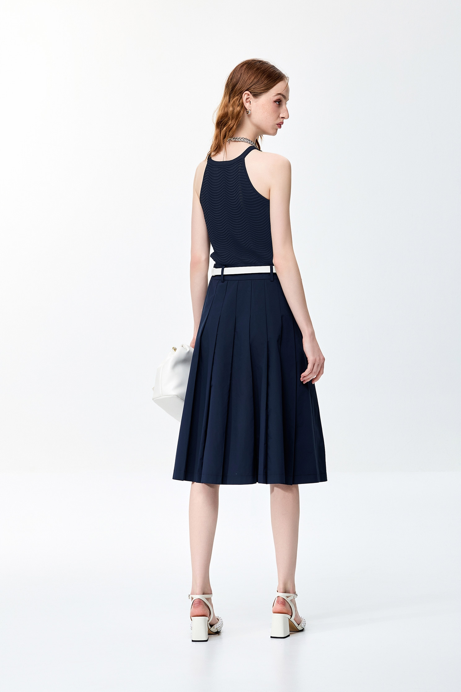 Navy Ripple Cut Knit VestNavy Ripple Cut Knit Vest,Season (SS) Look,sleeveless tops,Knitted,Knitted tops