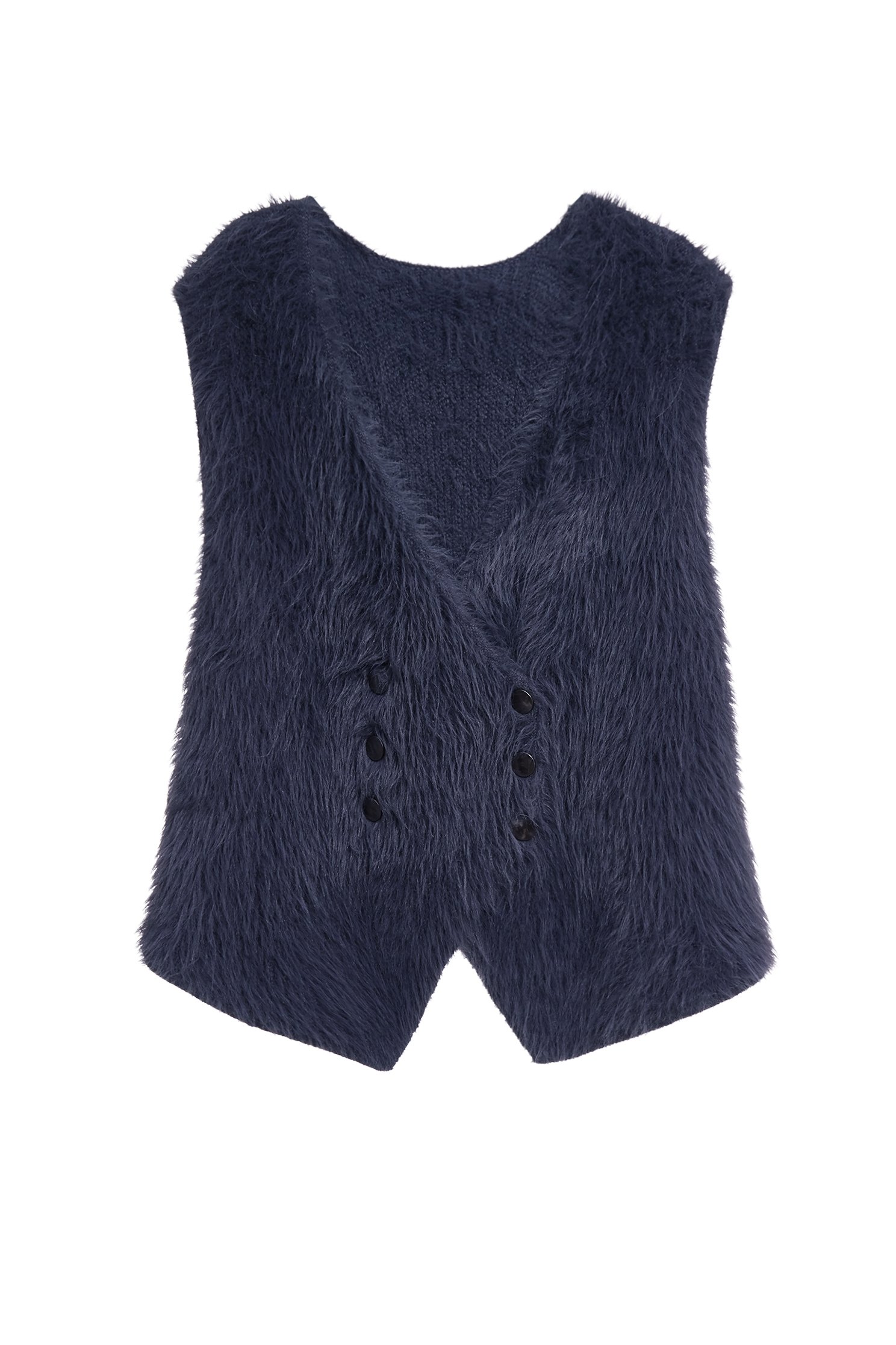 V-neck Faux Fur Blue VestV-neck Faux Fur Blue Vest,Jackets,sleeveless tops,Outerwear,Season (AW) Look,sleeveless tops,Knitted,Knitted tops