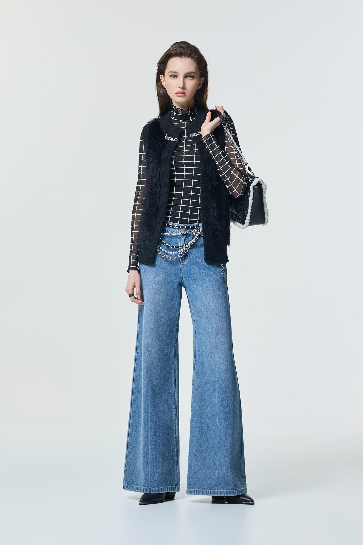 Faux Fur Knit Black VestFaux Fur Knit Black Vest,sleeveless tops,Season (SS) Look,sleeveless tops,Knitted,Knitted tops,Black tops