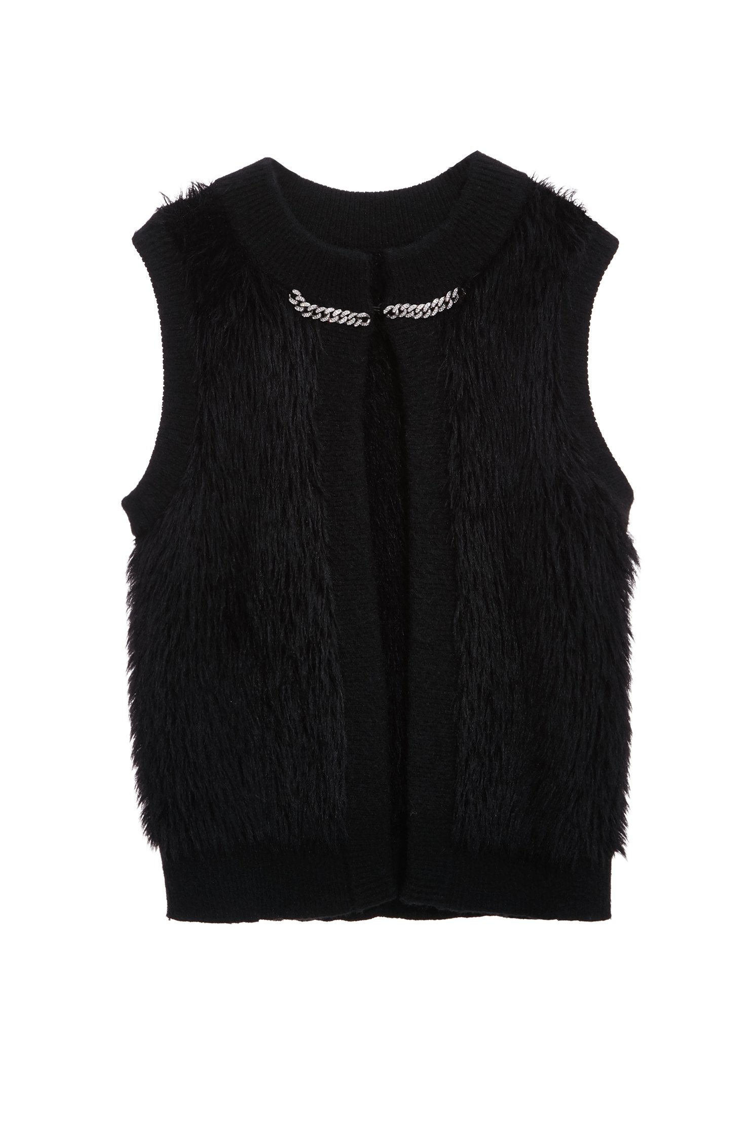 Faux Fur Knit Black VestFaux Fur Knit Black Vest,sleeveless tops,Season (SS) Look,sleeveless tops,Knitted,Knitted tops,Black tops