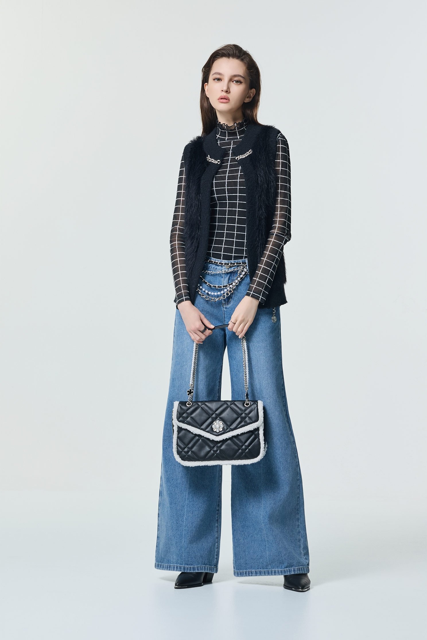 Faux Fur Knit Black VestFaux Fur Knit Black Vest,sleeveless tops,Season (SS) Look,sleeveless tops,Knitted,Knitted tops,Black tops