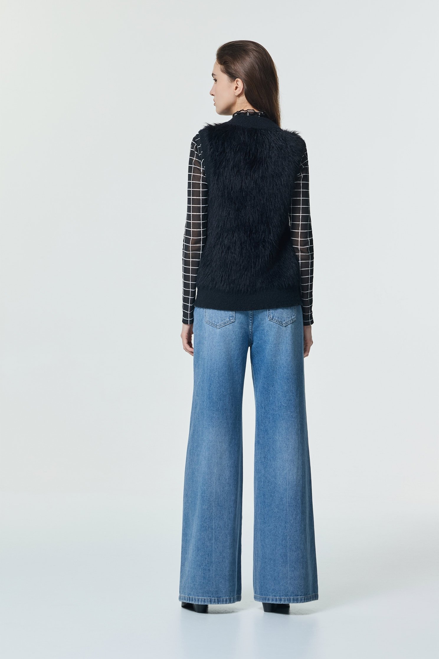 Faux Fur Knit Black VestFaux Fur Knit Black Vest,sleeveless tops,Season (SS) Look,sleeveless tops,Knitted,Knitted tops,Black tops