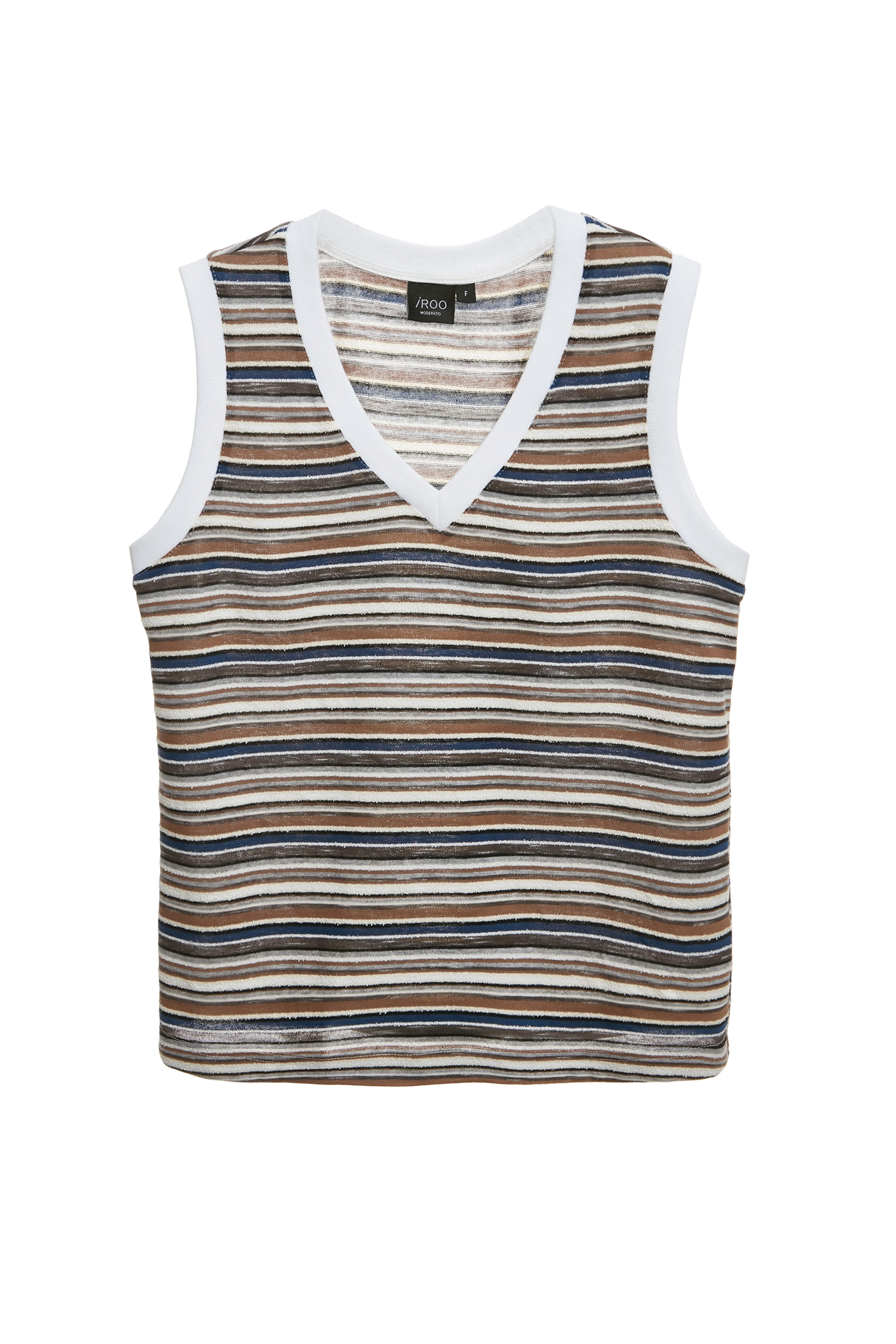 Caramel Navy Stripe Contrast V-neck VestCaramel Navy Stripe Contrast V-neck Vest,sleeveless tops,Tops,Season (SS) Look,Stripe,sleeveless tops