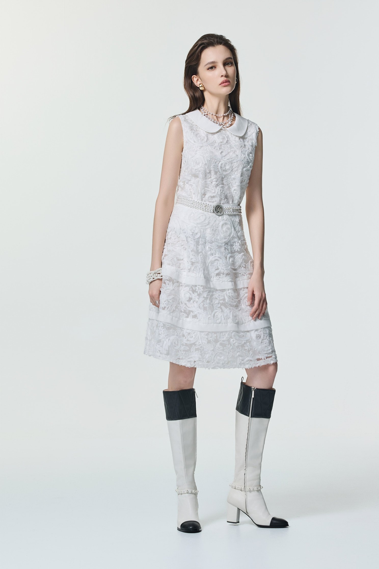 Peter Pan Collar 3-D Floral Mesh VestPeter Pan Collar 3-D Floral Mesh Vest,sleeveless tops,Tops,Season (SS) Look,White tops,Embroidered,sleeveless tops