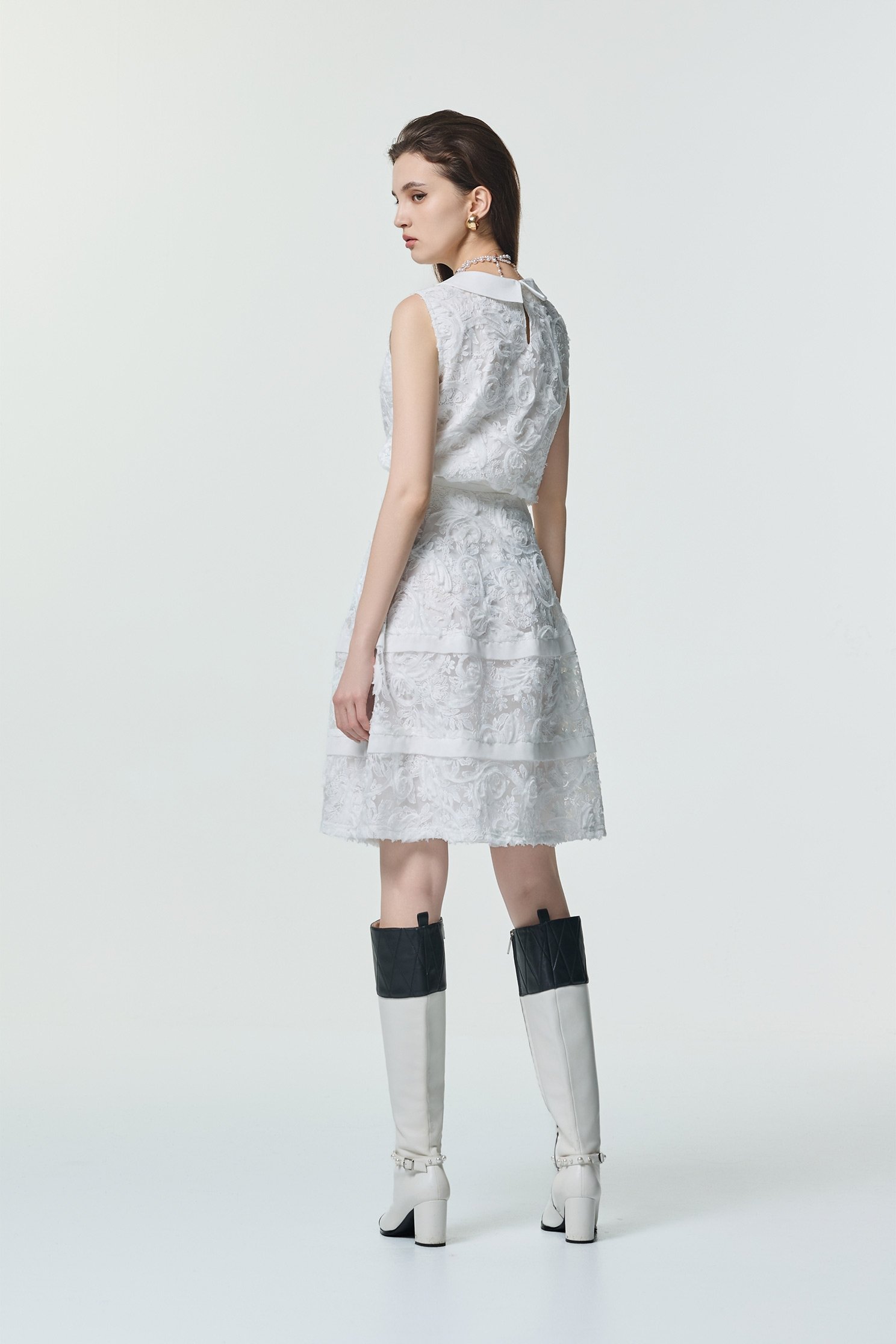 Peter Pan Collar 3-D Floral Mesh VestPeter Pan Collar 3-D Floral Mesh Vest,sleeveless tops,Tops,Season (SS) Look,White tops,Embroidered,sleeveless tops