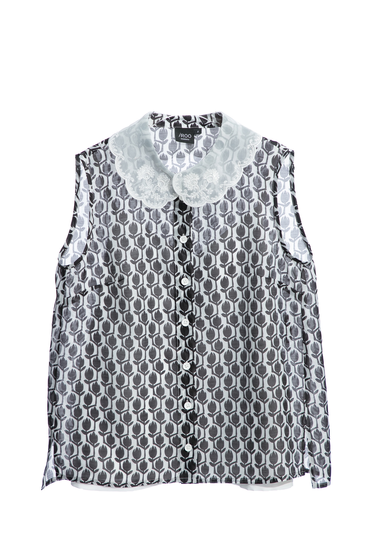 Black Floral Print Vest With Embroidered CollarBlack Floral Print Vest With Embroidered Collar,sleeveless tops,Tops,Embroidered,sleeveless tops,Season (AW) Look,sleeveless tops