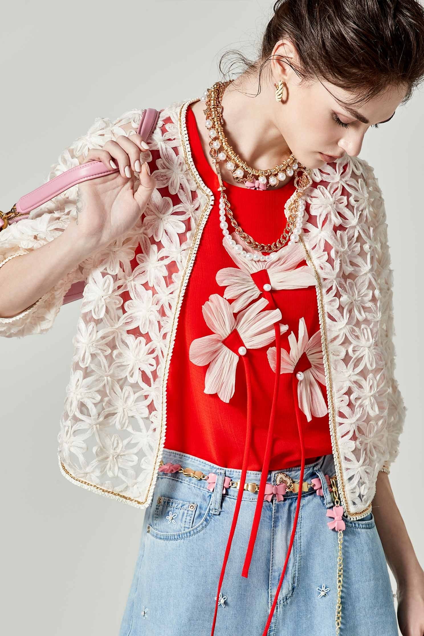 Front 3-D Floral Graphic Red VestFront 3-D Floral Graphic Red Vest,sleeveless tops,Tops,Season (SS) Look,pearl,sleeveless tops