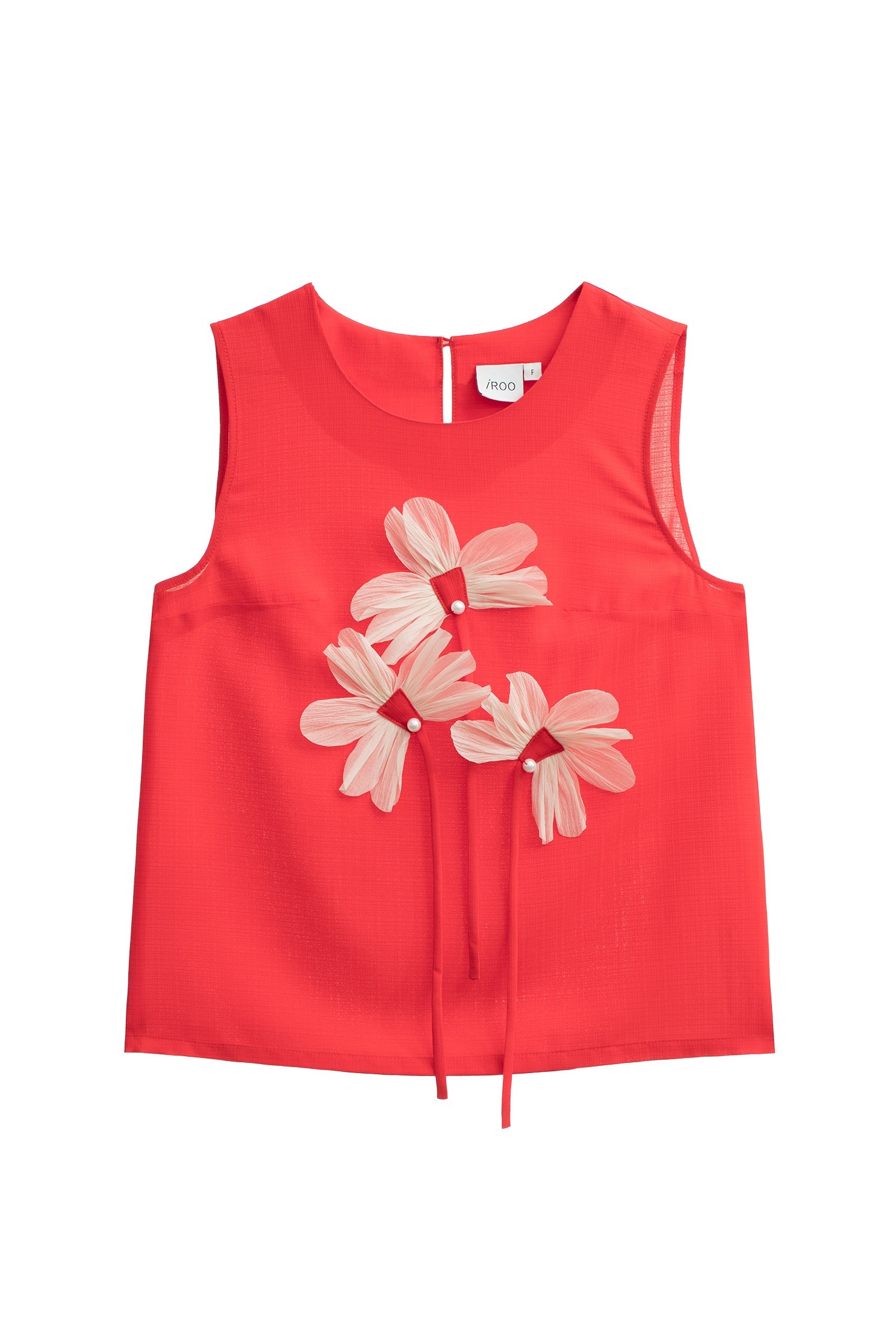 Front 3-D Floral Graphic Red VestFront 3-D Floral Graphic Red Vest,sleeveless tops,Tops,Season (SS) Look,pearl,sleeveless tops