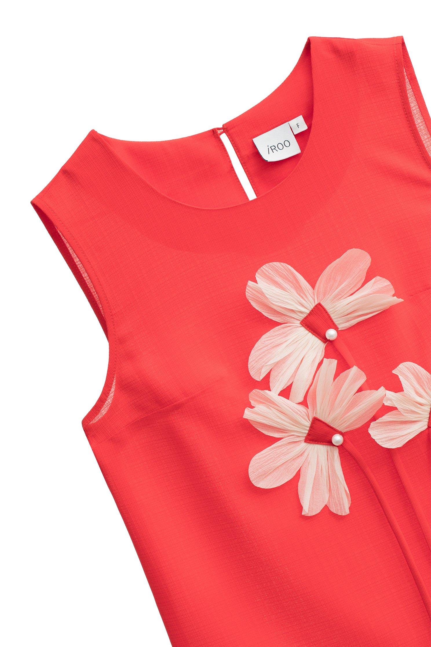 Front 3-D Floral Graphic Red VestFront 3-D Floral Graphic Red Vest,sleeveless tops,Tops,Season (SS) Look,pearl,sleeveless tops