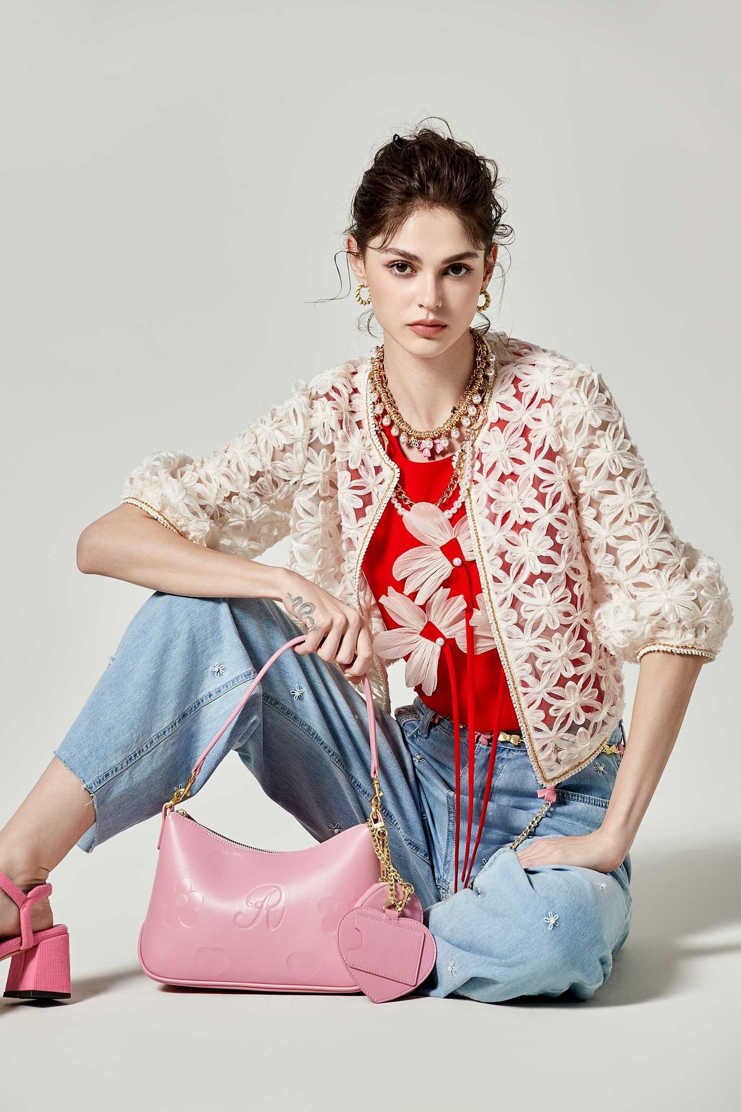 Front 3-D Floral Graphic Red VestFront 3-D Floral Graphic Red Vest,sleeveless tops,Tops,Season (SS) Look,pearl,sleeveless tops