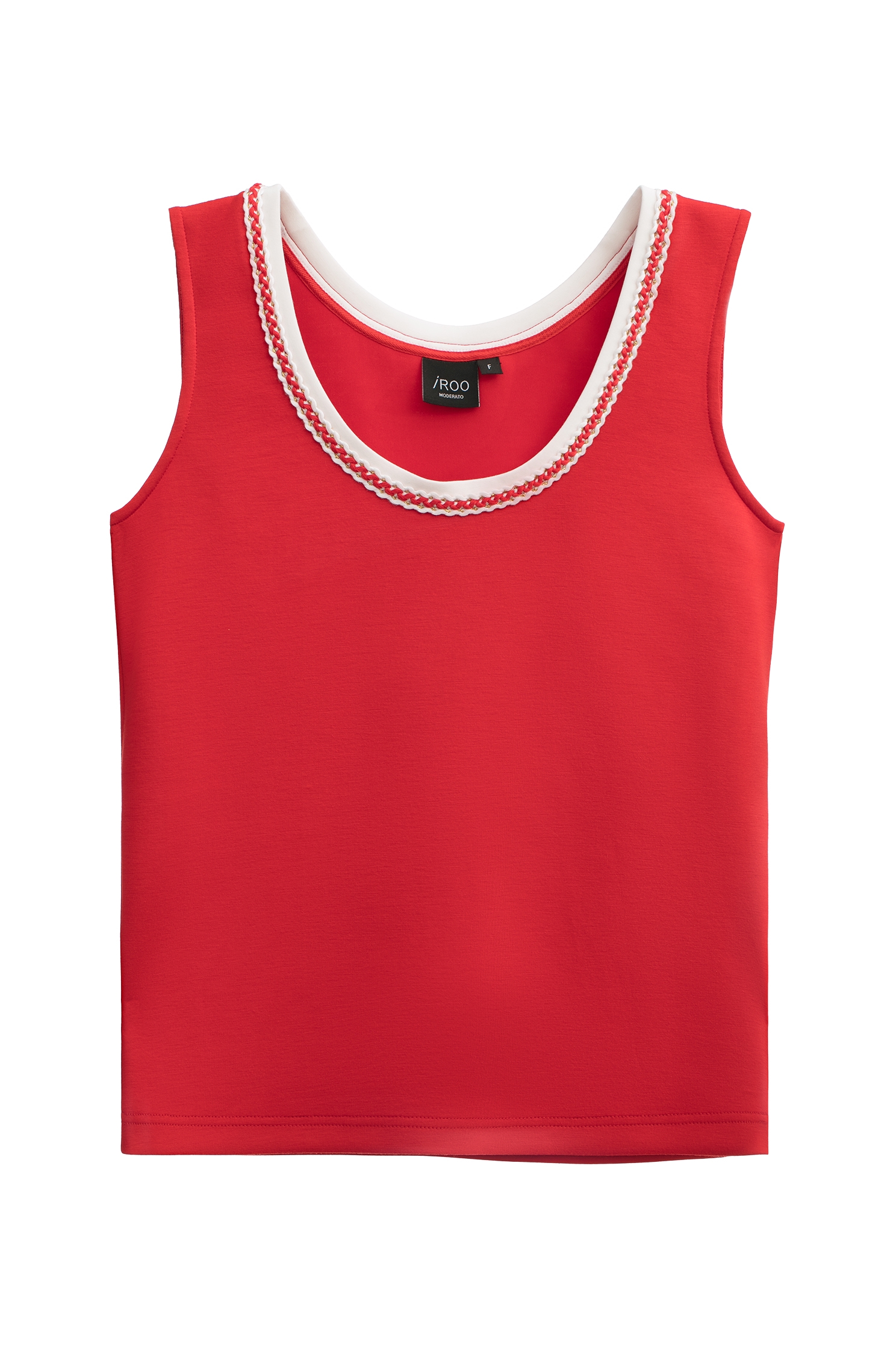Red Tank Top With Contrast White TrimRed Tank Top With Contrast White Trim,sleeveless tops,Tops,Season (SS) Look