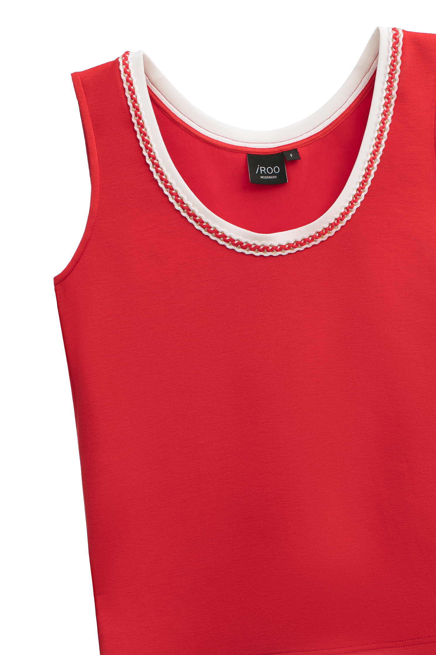 Red Tank Top With Contrast White TrimRed Tank Top With Contrast White Trim,sleeveless tops,Tops,Season (SS) Look