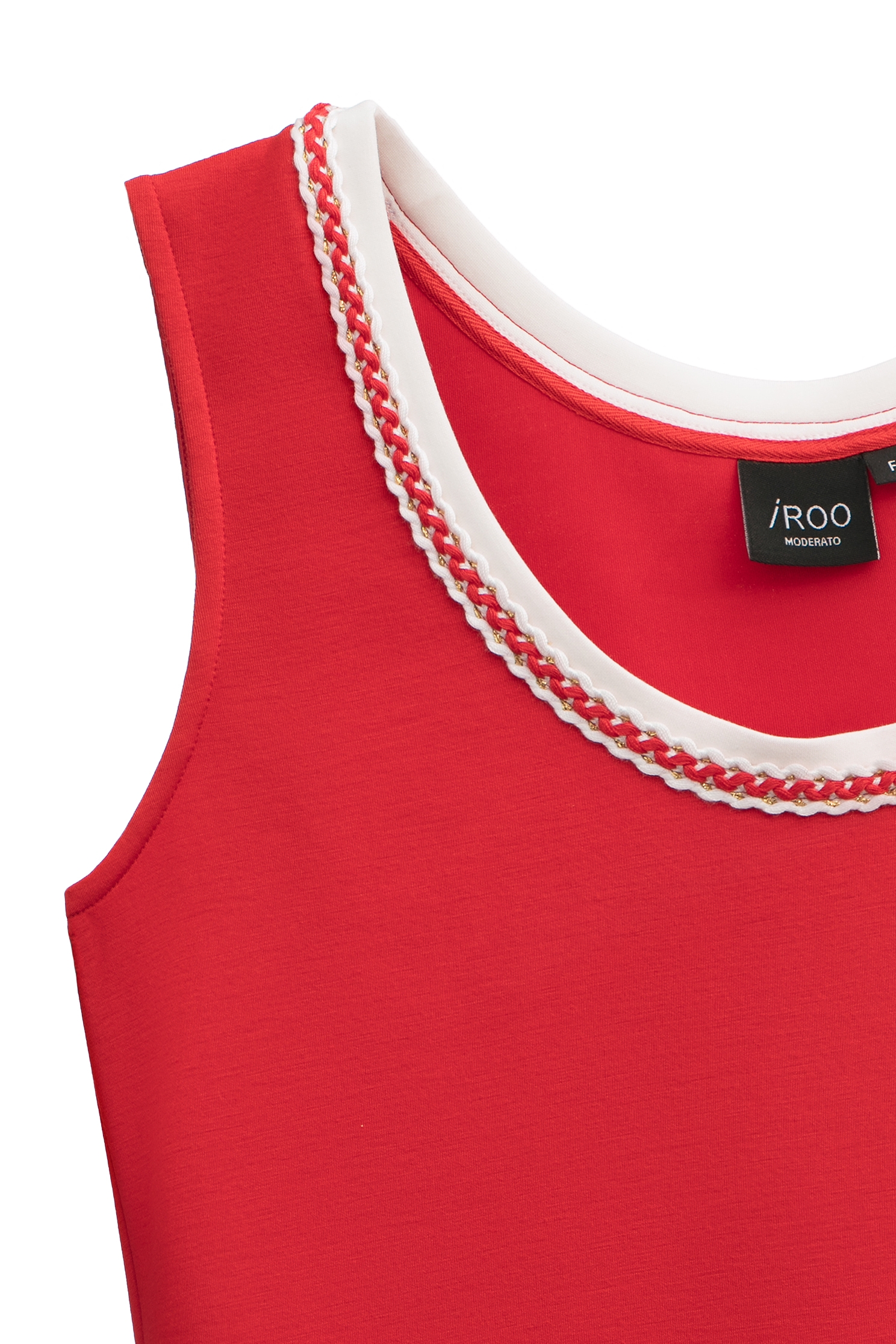 Red Tank Top With Contrast White TrimRed Tank Top With Contrast White Trim,sleeveless tops,Tops,Season (SS) Look