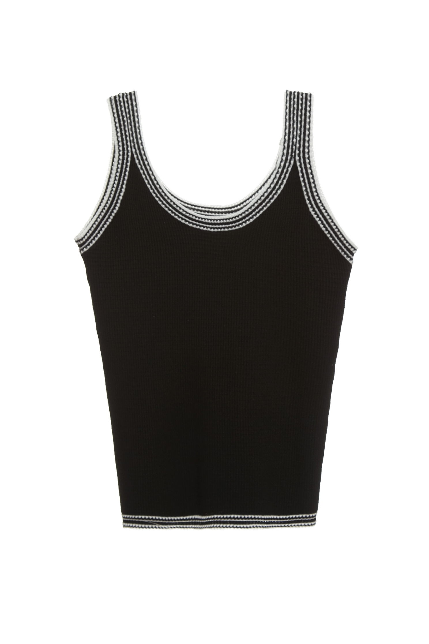 Contrast Trim Detail Knit VestContrast Trim Detail Knit Vest,sleeveless tops,Season (SS) Look,sleeveless tops,Knitted,Black tops