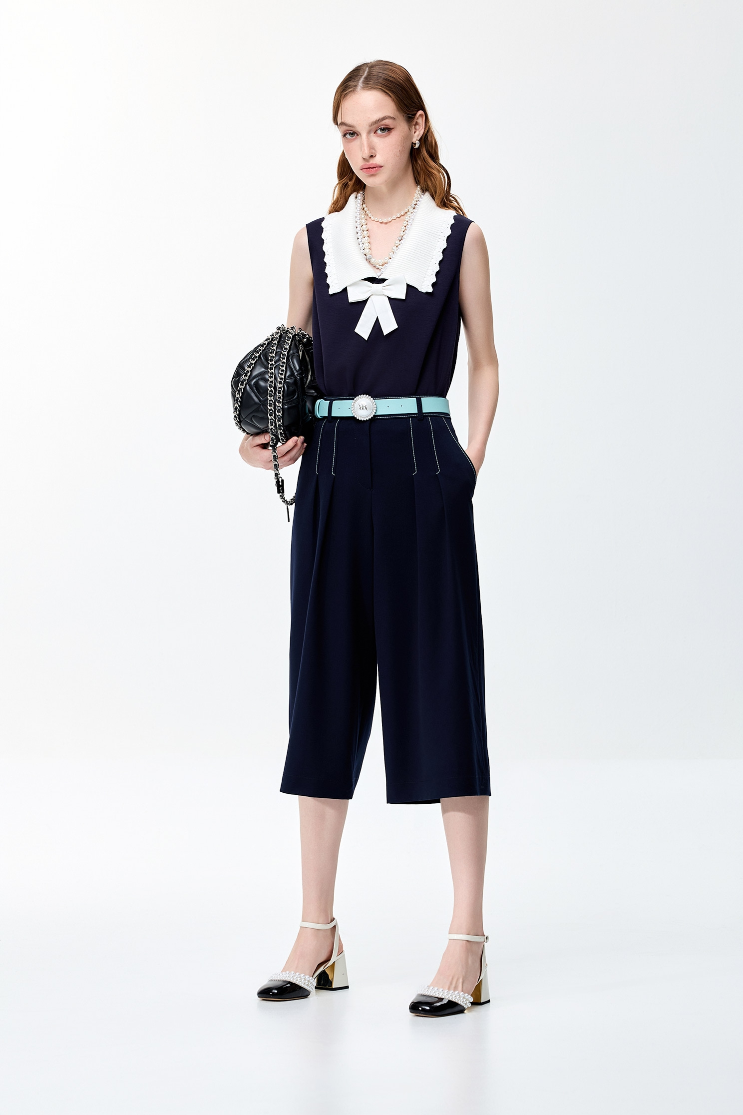 Contrast Collar Navy VestContrast Collar Navy Vest,Casual,Trendsetter,Urban Fashion