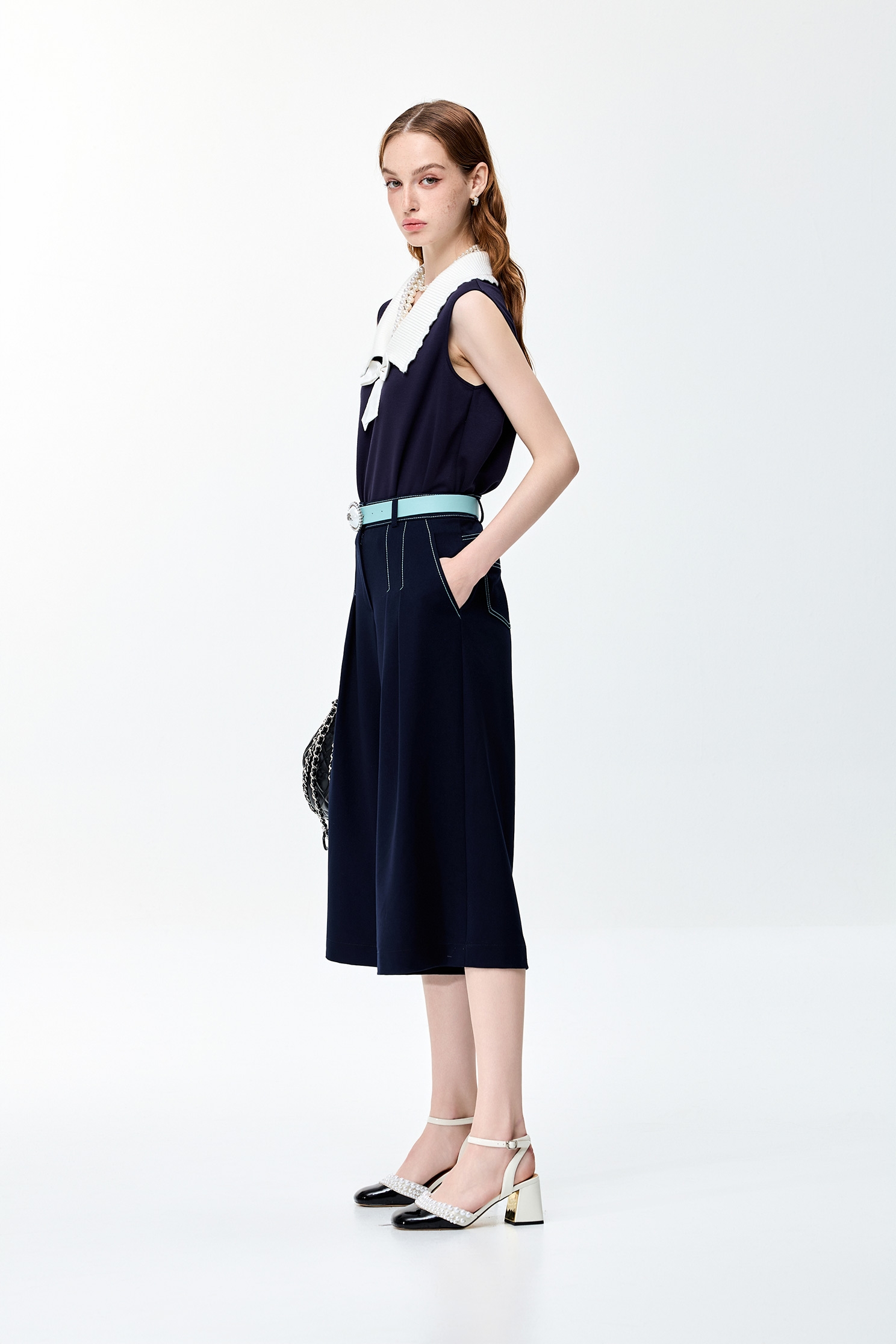 Contrast Collar Navy VestContrast Collar Navy Vest,Casual,Trendsetter,Urban Fashion