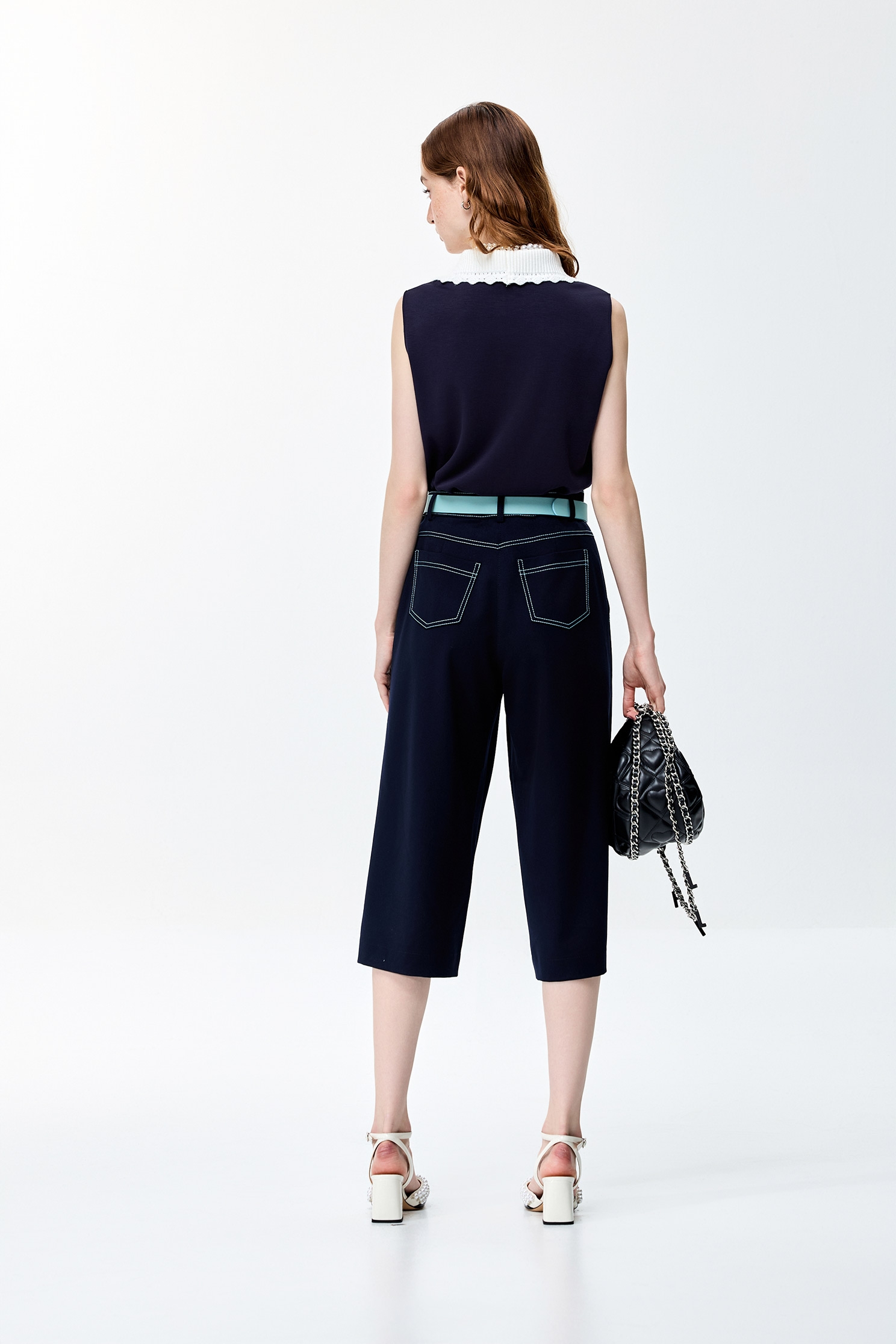 Contrast Collar Navy VestContrast Collar Navy Vest,Casual,Trendsetter,Urban Fashion