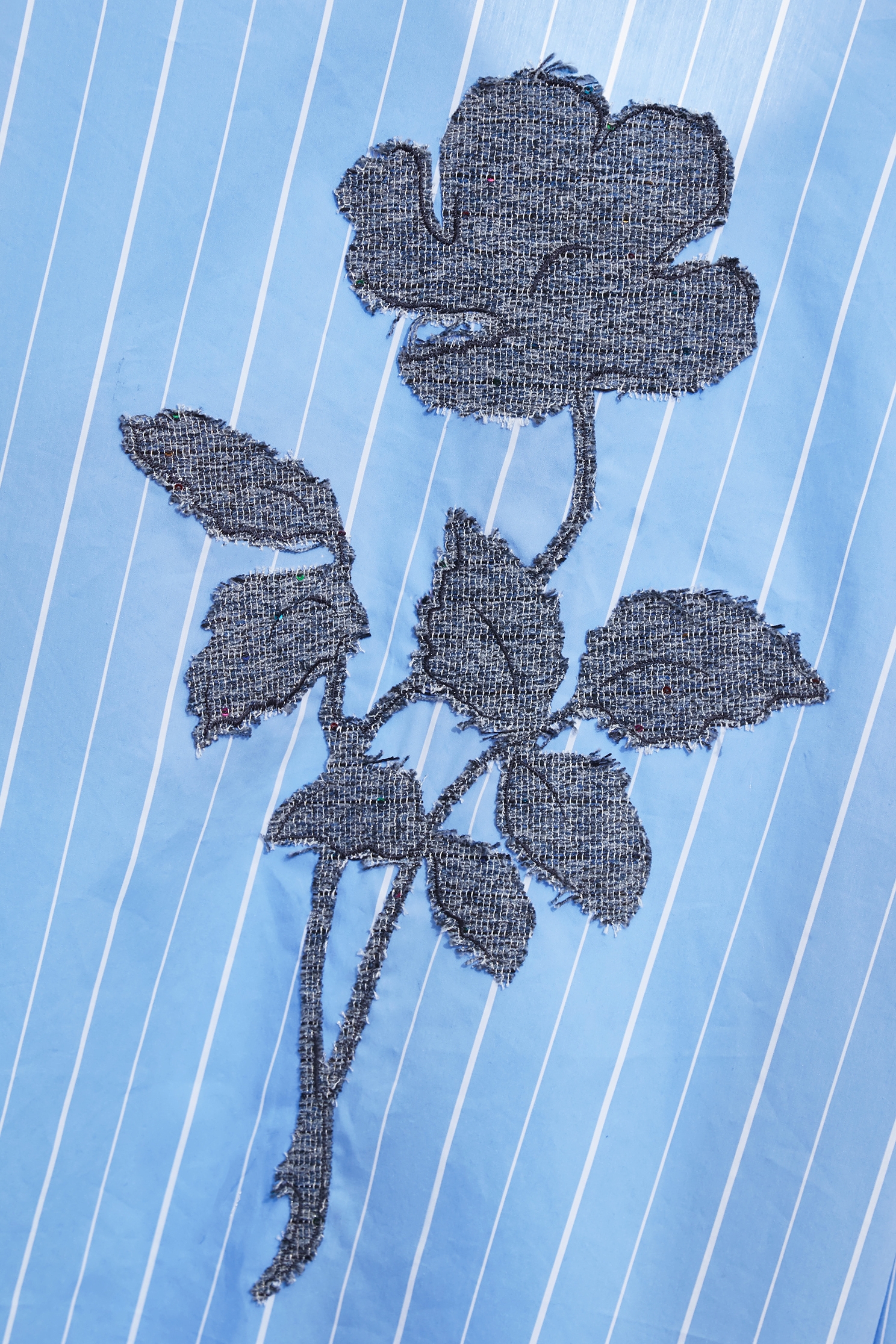 Pinstripe Drop Shoulder Seam BlousePinstripe Drop Shoulder Seam Blouse,Tops,Embroidered,Season (SS) Look,Stripe,Blouses