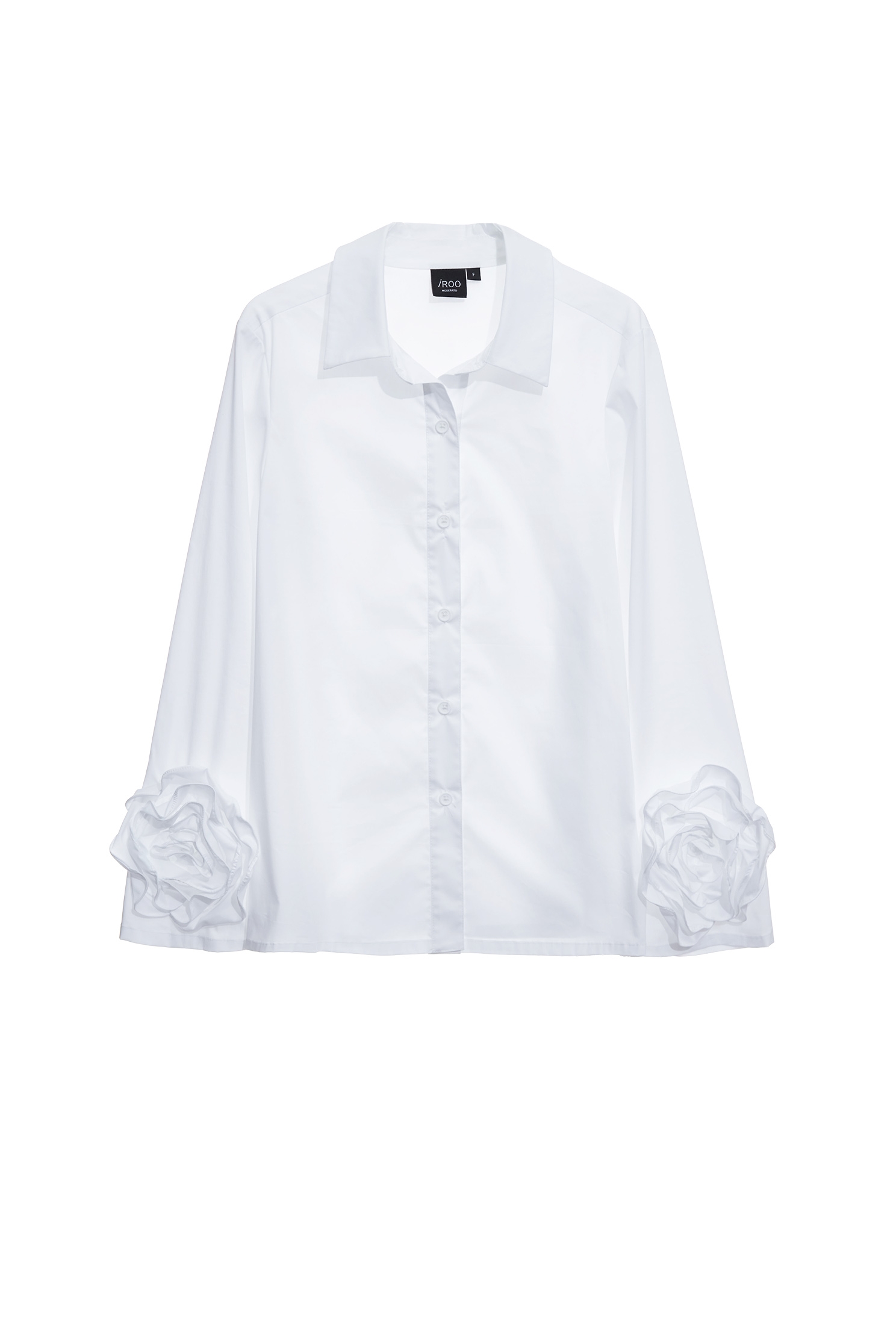 Long Sleeve Blouse With 3-D Rose Detail CuffsLong Sleeve Blouse With 3-D Rose Detail Cuffs,Tops,Season (SS) Look,White tops,Blouses