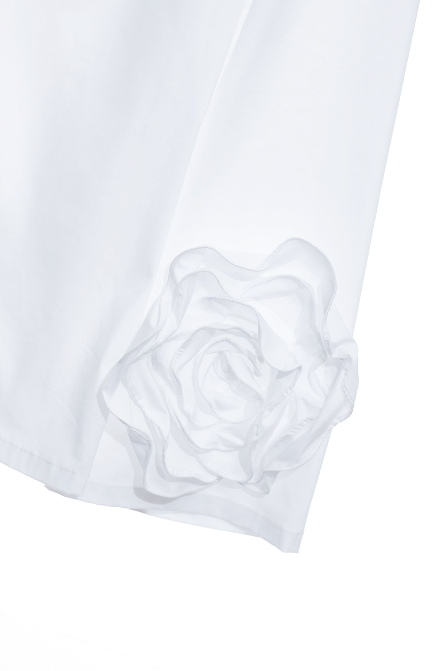 Long Sleeve Blouse With 3-D Rose Detail CuffsLong Sleeve Blouse With 3-D Rose Detail Cuffs,Tops,Season (SS) Look,White tops,Blouses