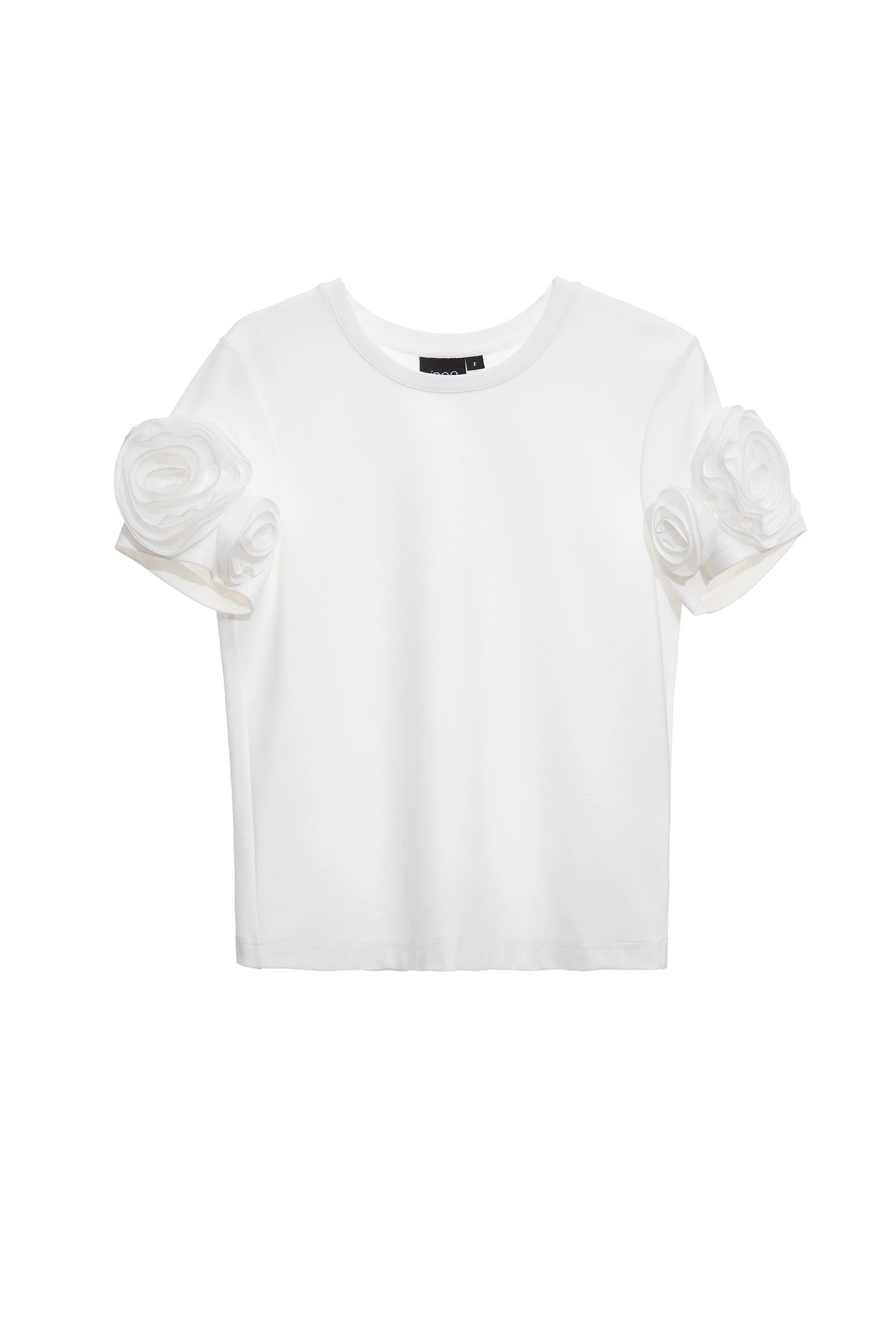 Short Sleeve 3-D Rose Detail TeeShort Sleeve 3-D Rose Detail Tee,Tops,Season (SS) Look,White tops