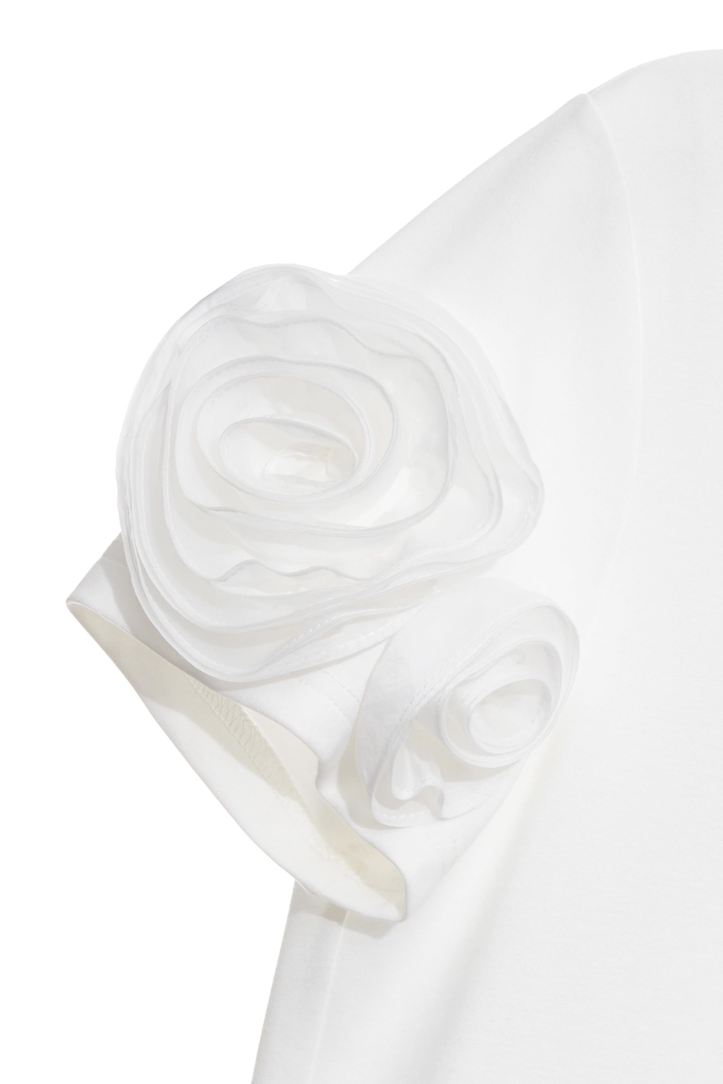 Short Sleeve 3-D Rose Detail TeeShort Sleeve 3-D Rose Detail Tee,Tops,Season (SS) Look,White tops