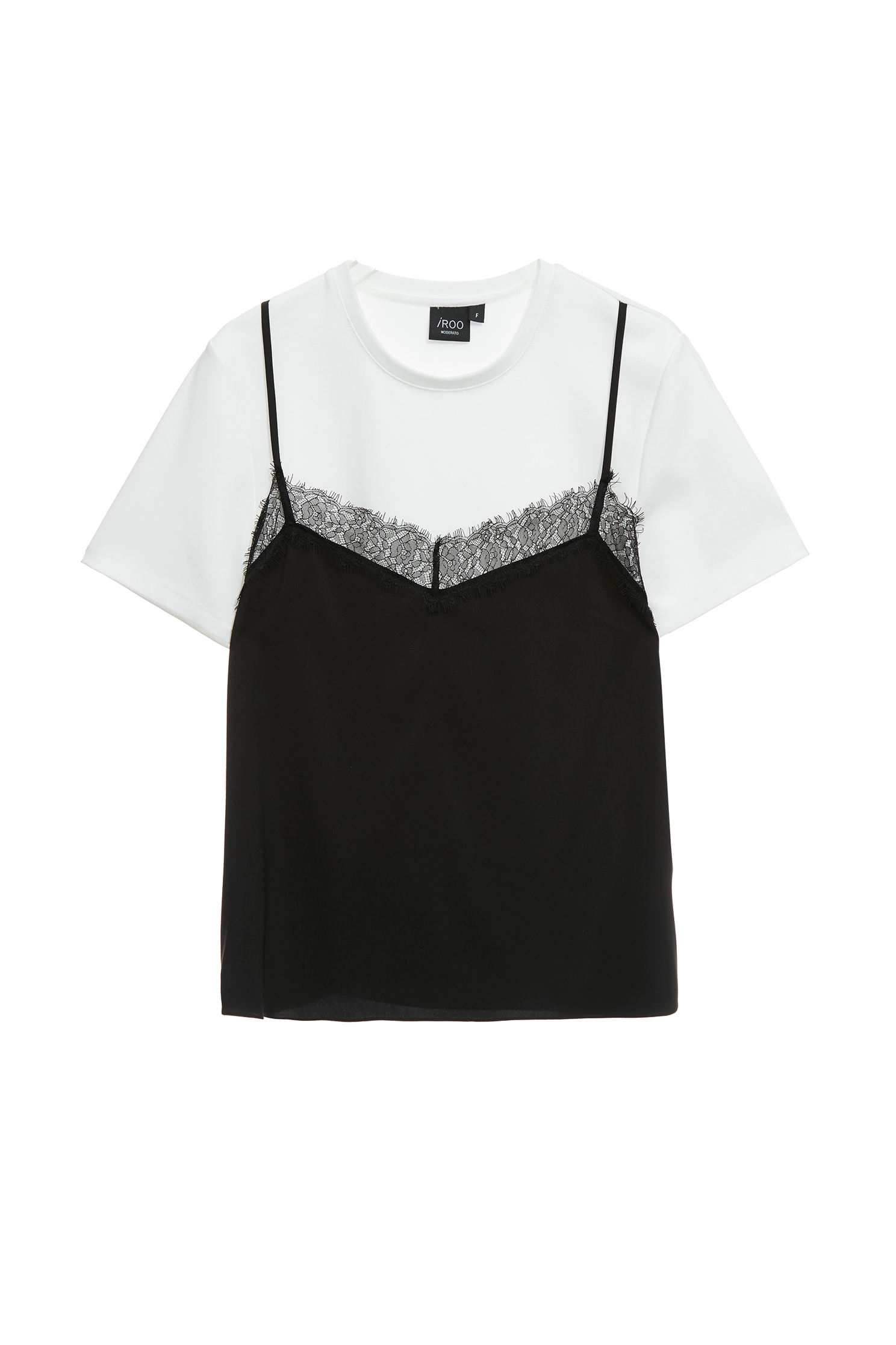 Fake Two Piece Short Sleeve TeeFake Two Piece Short Sleeve Tee,sleeveless tops,Tops,Season (SS) Look,White tops,sleeveless tops,Lace,Black tops