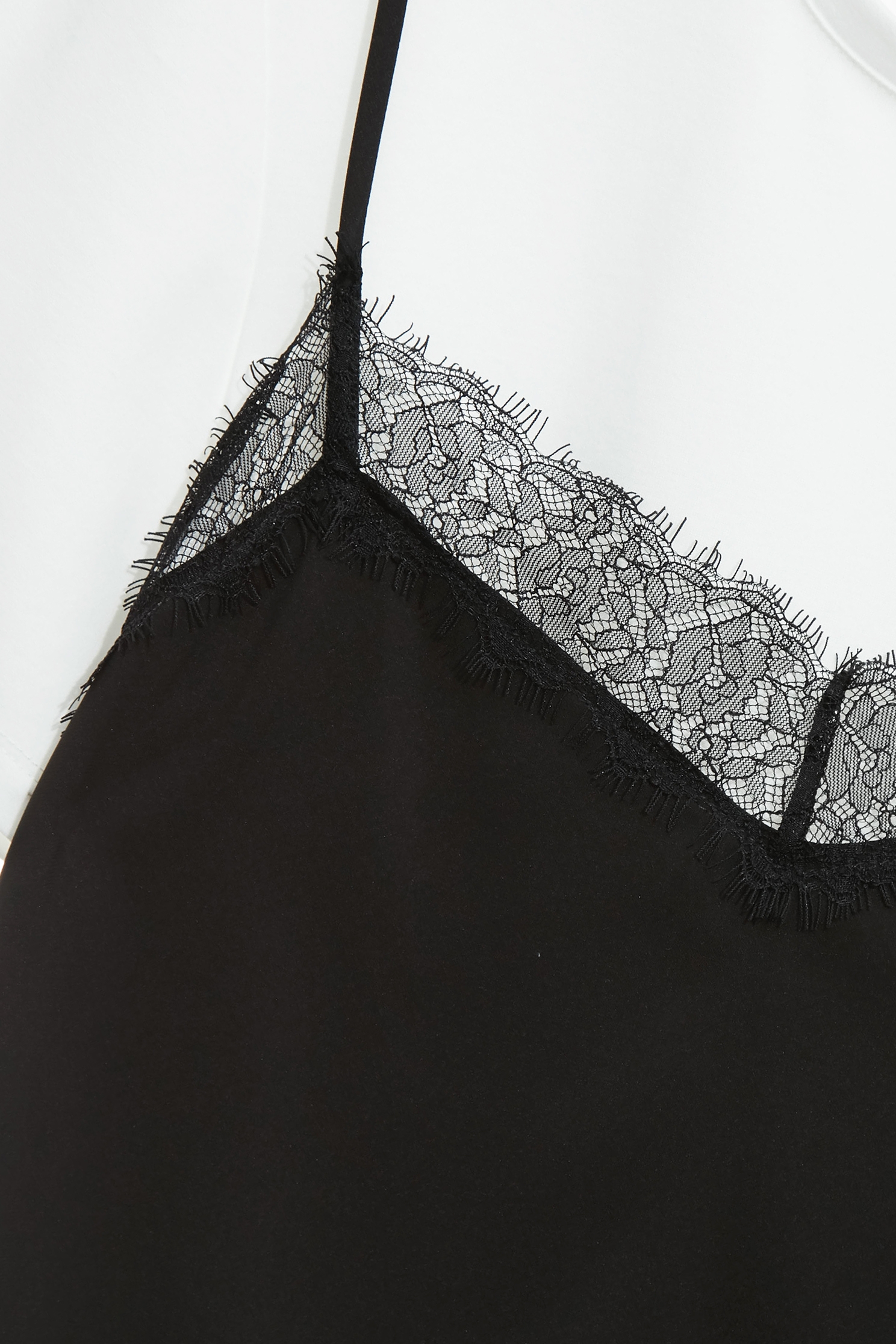 Fake Two Piece Short Sleeve TeeFake Two Piece Short Sleeve Tee,sleeveless tops,Tops,Season (SS) Look,White tops,sleeveless tops,Lace,Black tops