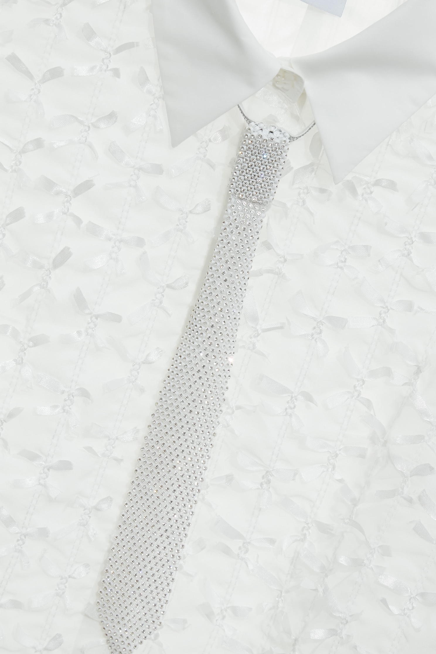 Diamonte Necktie Long Sleeve BlouseDiamonte Necktie Long Sleeve Blouse,Tops,Embroidered,Season (SS) Look,White tops,Chiffon