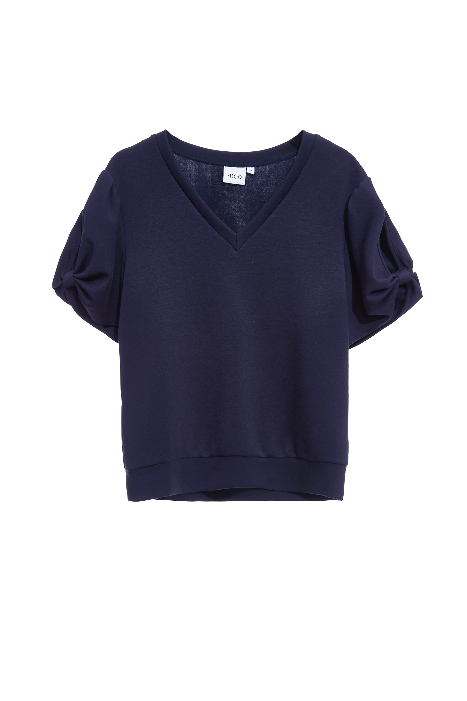 Slit Sleeve Navy V-neck TopSlit Sleeve Navy V-neck Top,Tops,Season (SS) Look